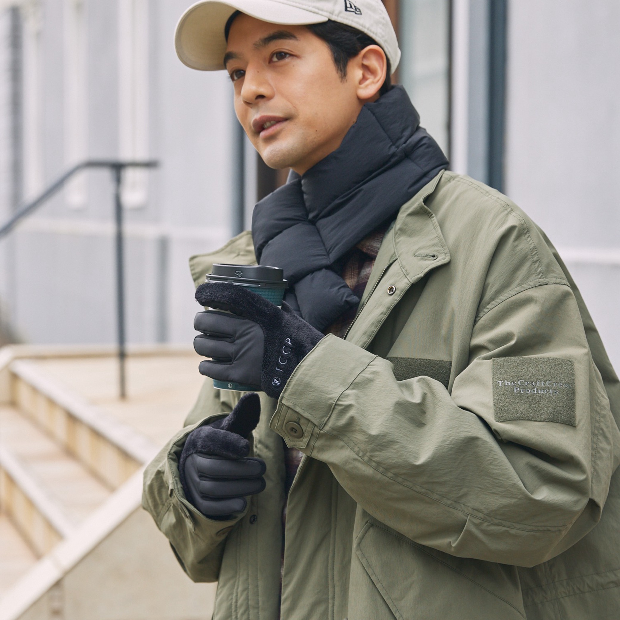 THE CRAFT CREW PRODUCTS - ETHERMALOFT(R) ナイロン×ボアフリース 中綿パテッドマフラー / 撥水・保温