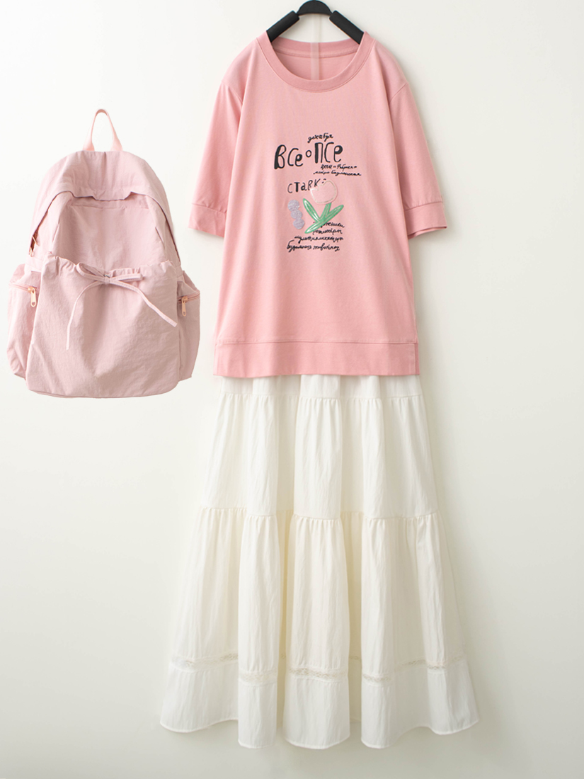 鬱金香植絨字母上衣蕾絲織帶蛋糕裙組合