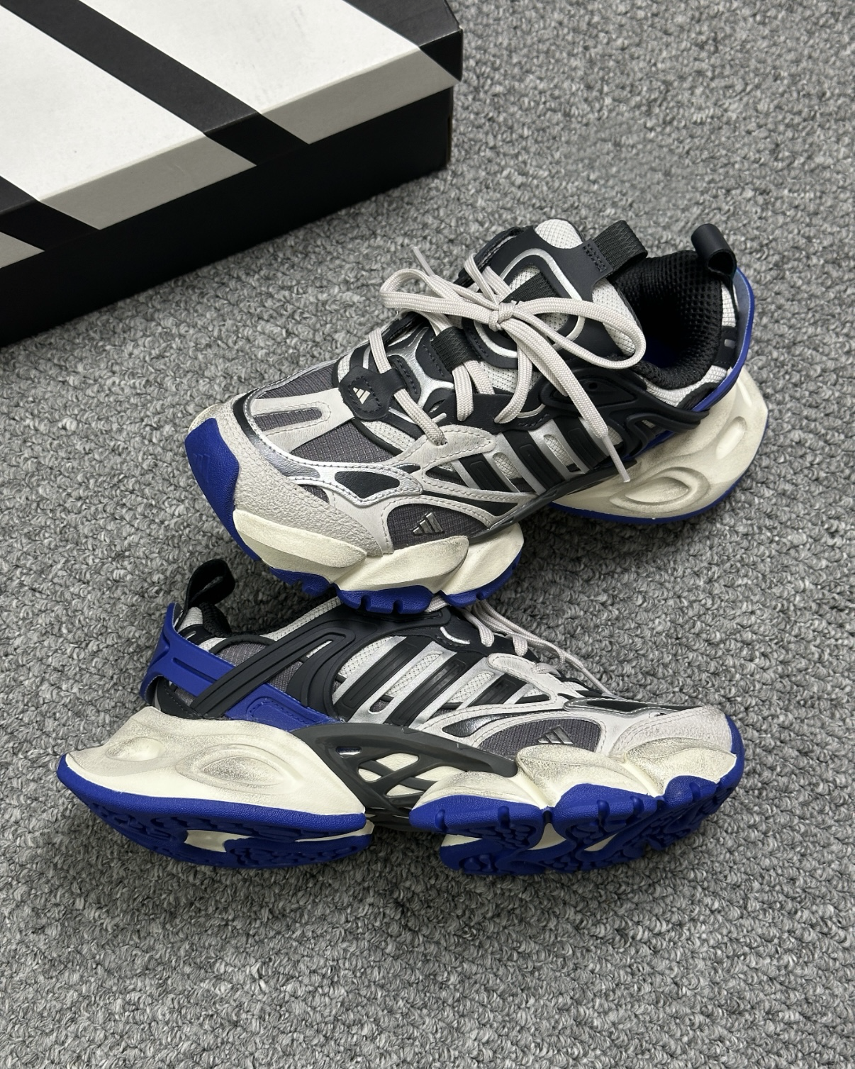 Adidas XLG Runner Deluxe 黑灰藍 作舊 增高 厚底 復古 老爹鞋 男女鞋 巴黎世家平替