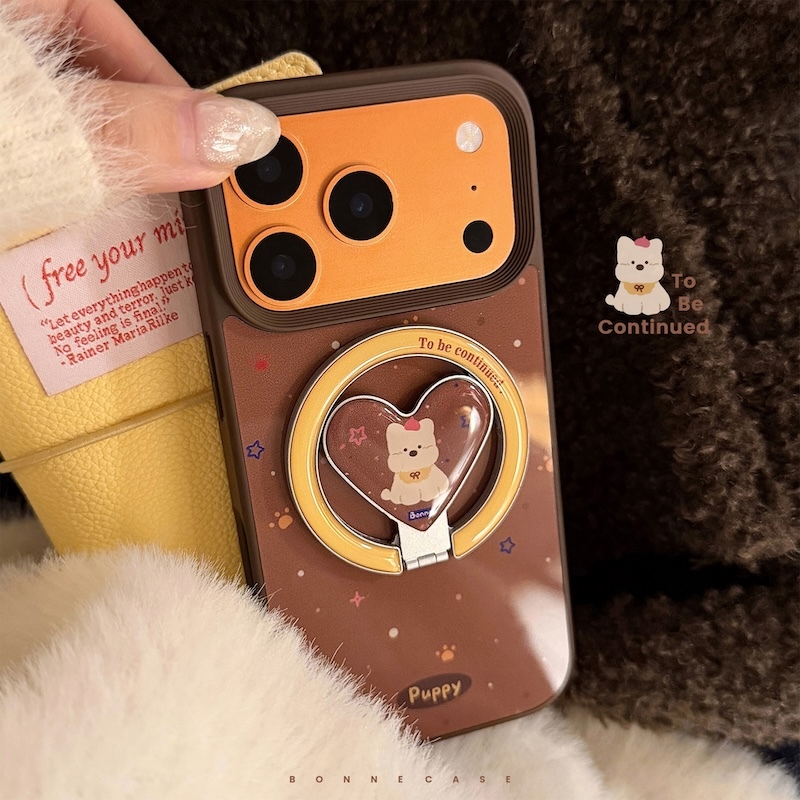 《03081》巧克力狗狗磁吸手機殼(含支架)