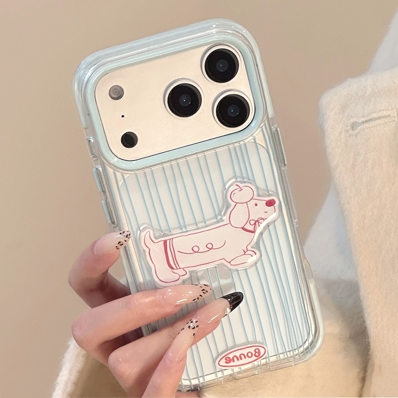 《03082》透透的藍色線條狗狗手機殼