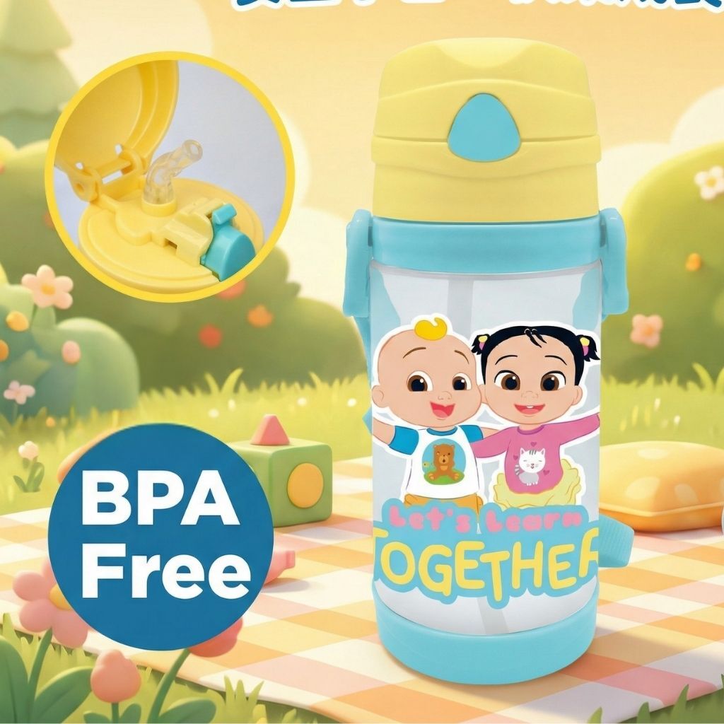 Cocomelon- 便攜式背帶吸管水樽