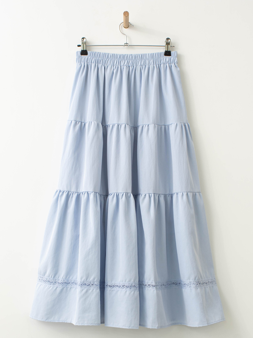 簍空蕾絲織帶層次蛋糕長裙