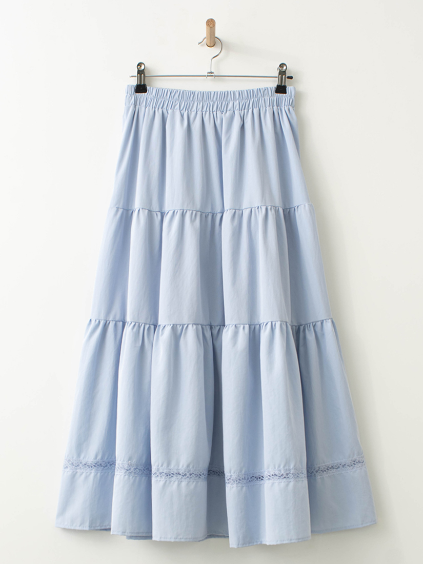 簍空蕾絲織帶層次蛋糕長裙