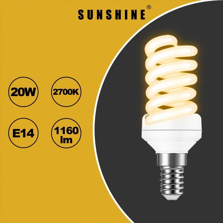 慳電膽(螺旋型燈膽) 20W / E14細螺頭 / 白光6400K (S20E14D/W)