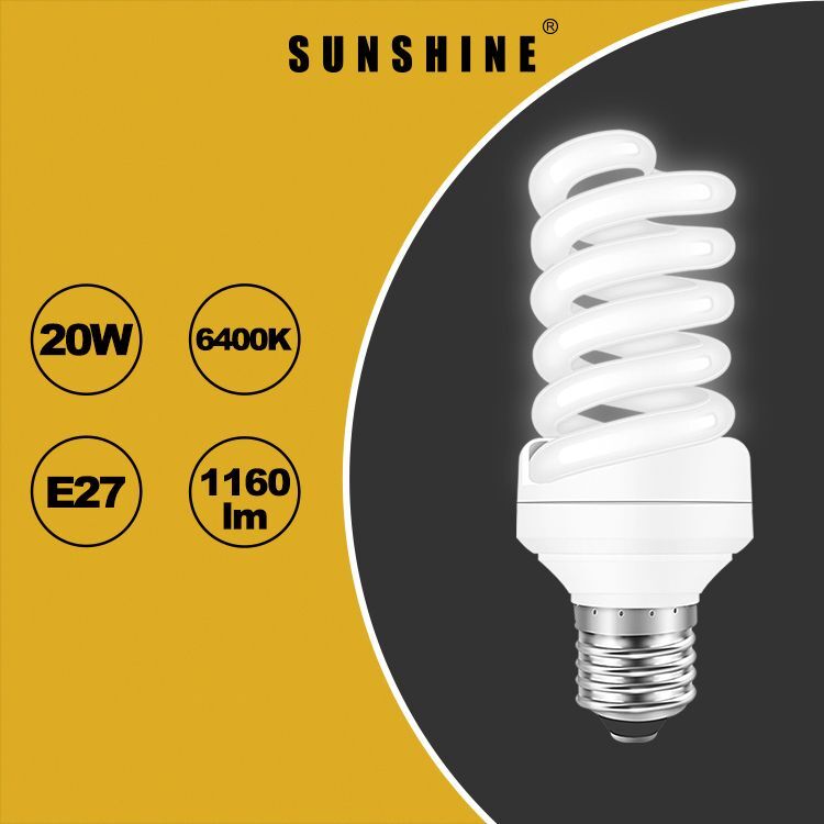 慳電膽(螺旋型燈膽) 20W / E27大螺頭 / 白光6400K (S20E27D/W)