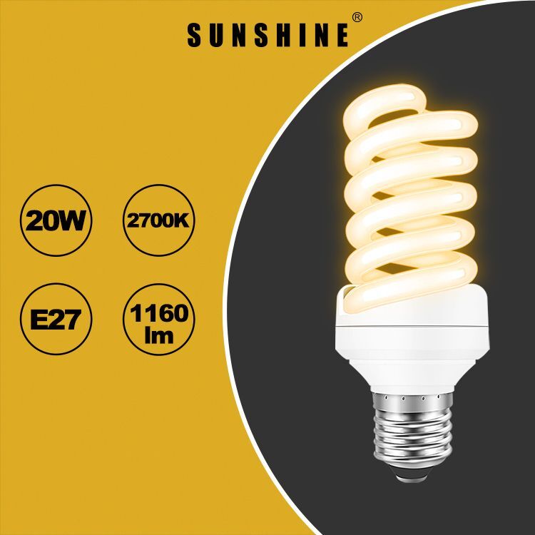 慳電膽(螺旋型燈膽) 20W / E27大螺頭 / 白光6400K (S20E27D/W)