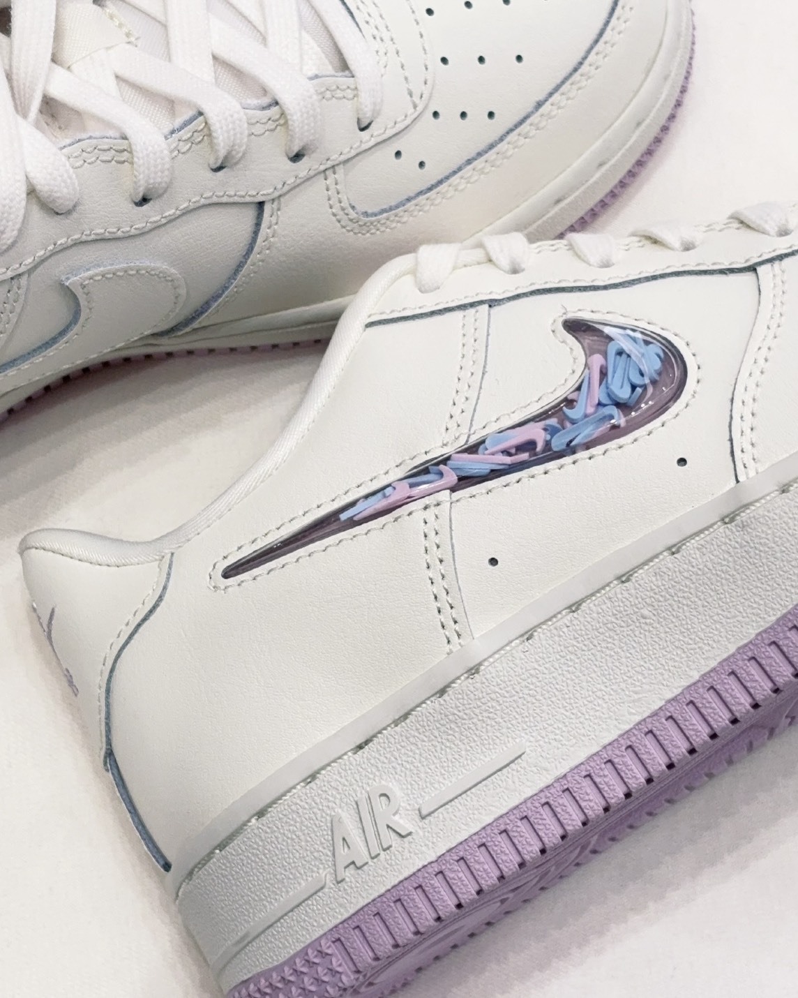 Nike GS Air Force 1 流沙 透明勾勾 低筒 芋泥啵啵