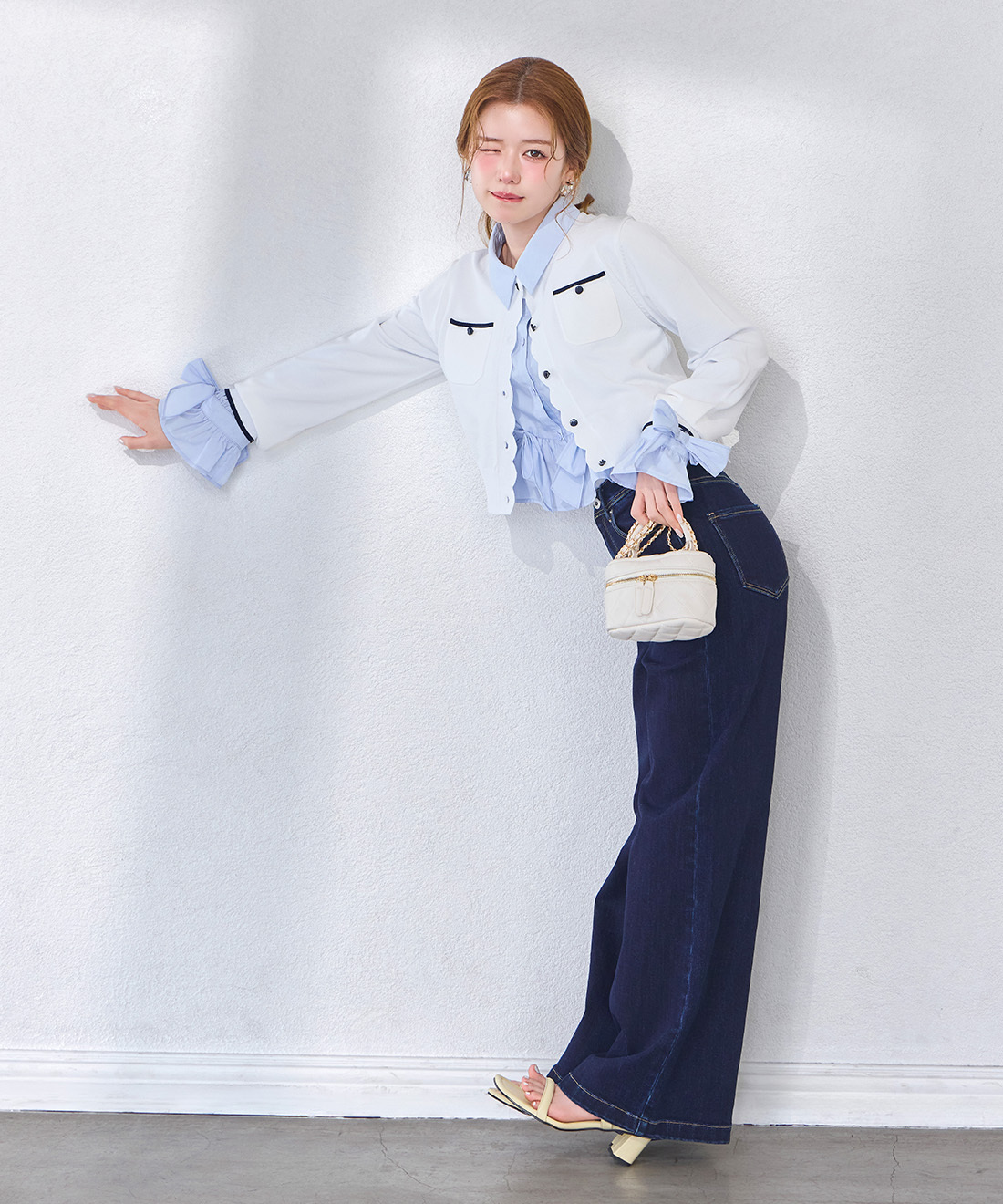 [預購]LILLIAN CARAT 彩色丹寧寬版長褲