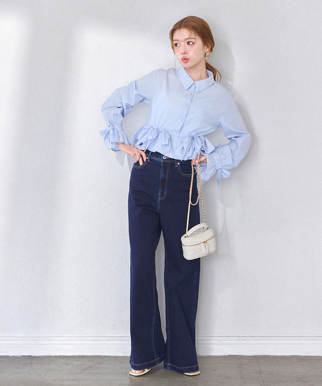 [預購]LILLIAN CARAT 彩色丹寧寬版長褲