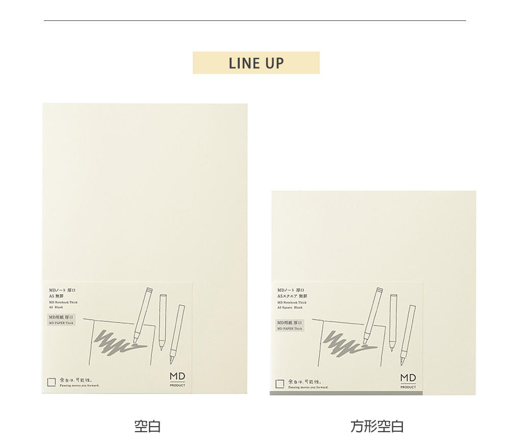 日本MIDORI．MD Notebook 厚紙 A5/A5方形 空白筆記本 (2026新版)