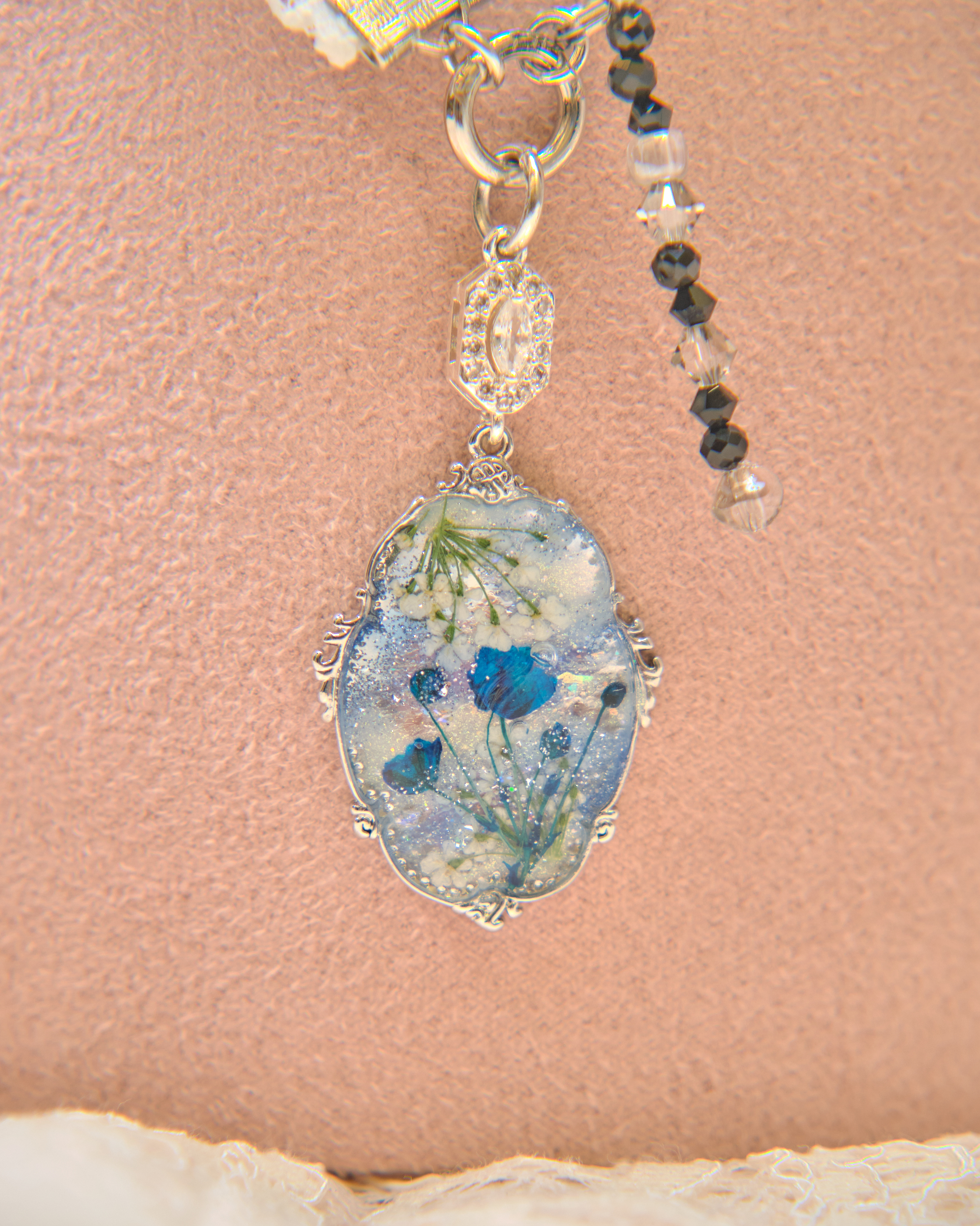 13489 Satin Knot Resin Cascade S925 Necklace