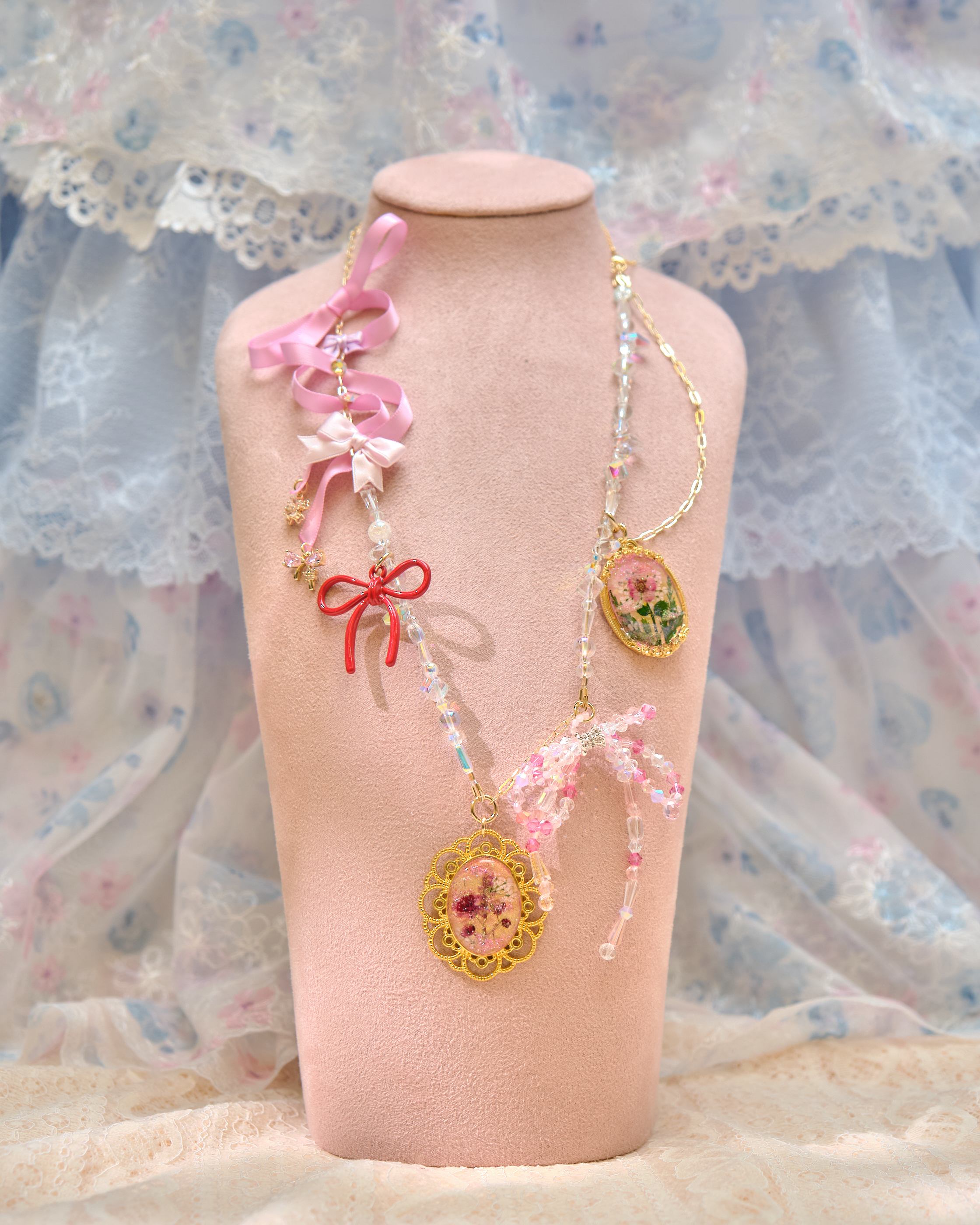 13488 Satin Knot Resin Cascade S925 Necklace