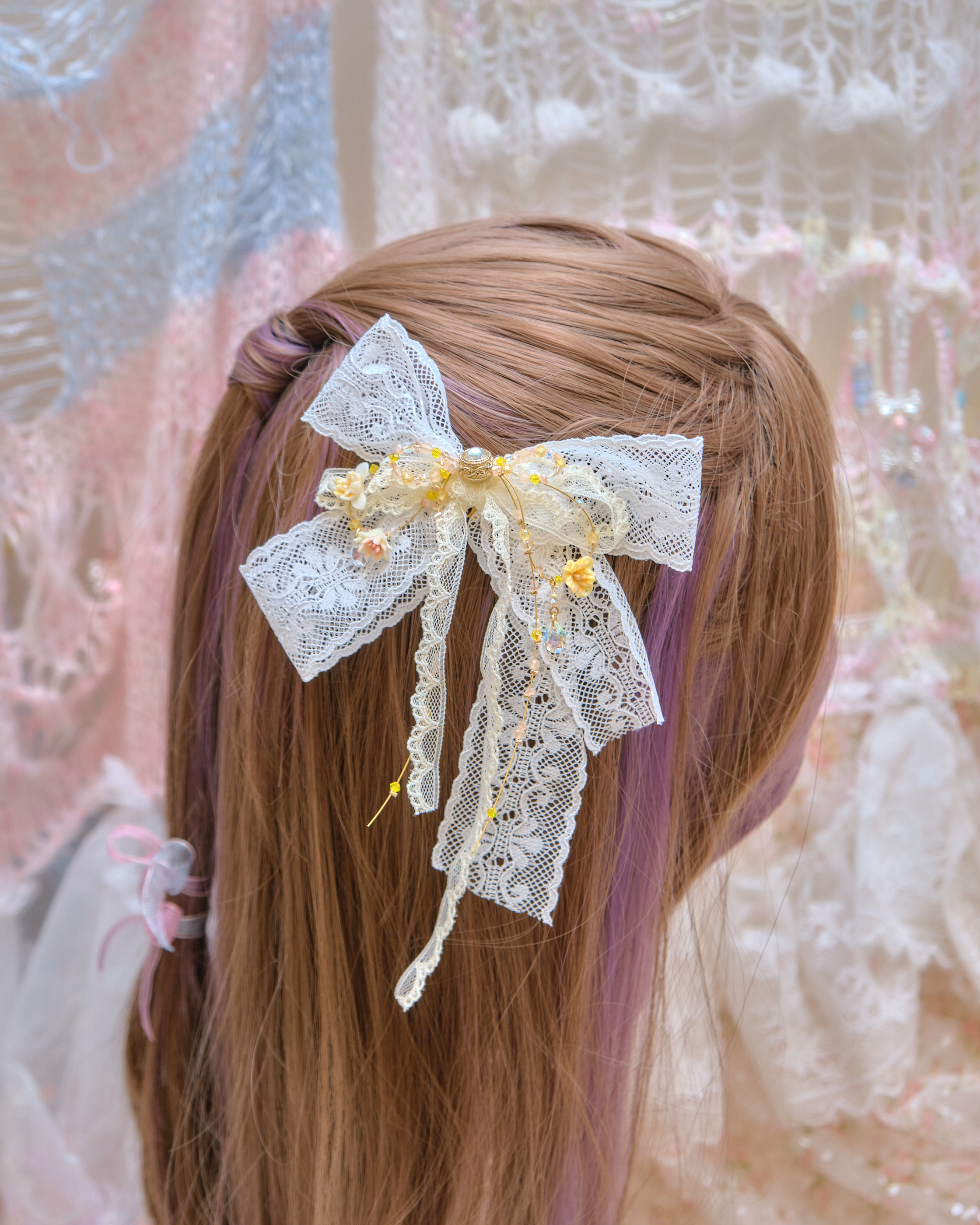 13483 Velvet Lace Glam Bow Hair Clip