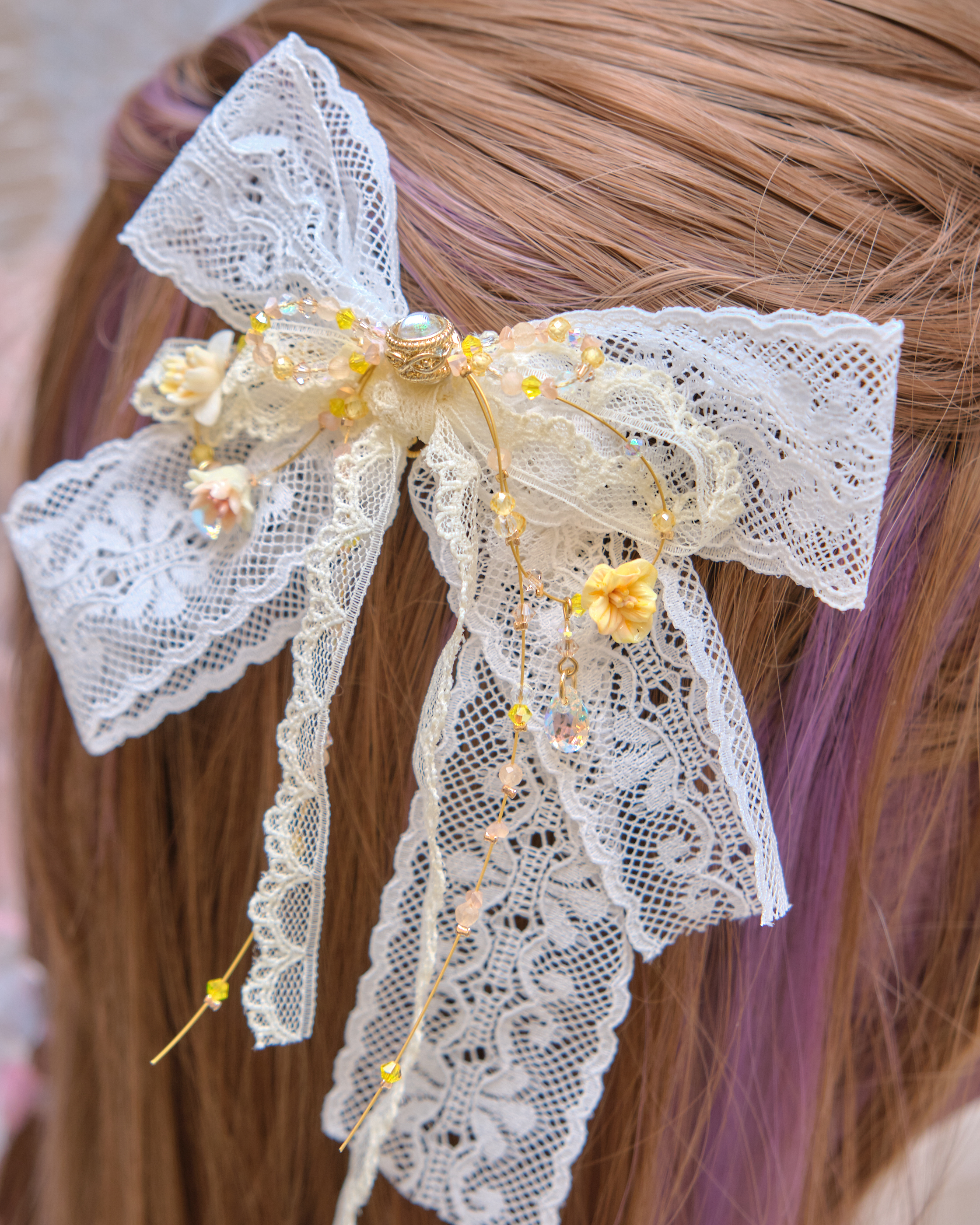 13483 Velvet Lace Glam Bow Hair Clip