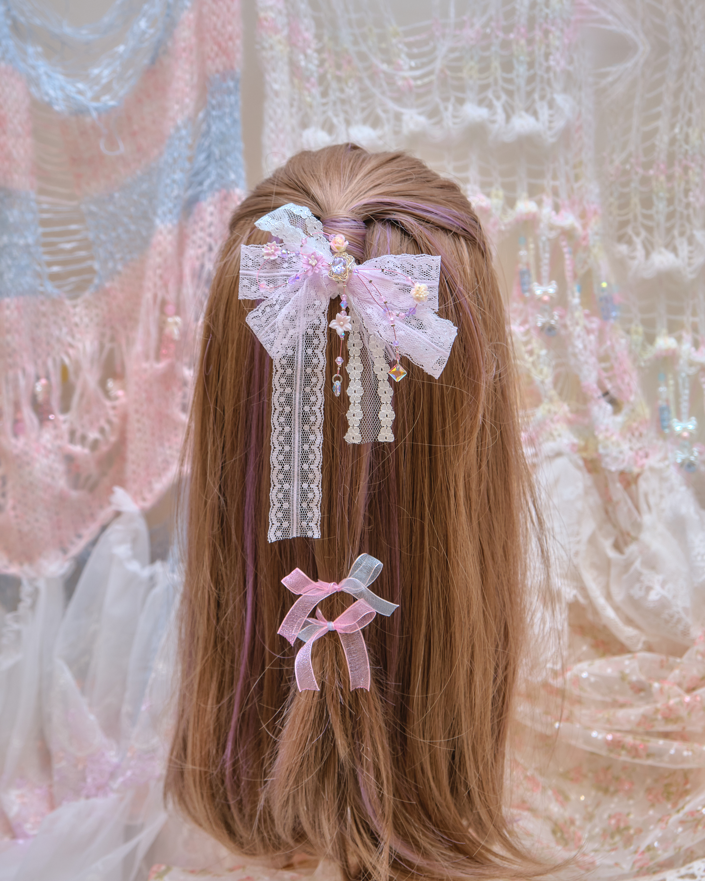 13482 Velvet Lace Glam Bow Hair Clip