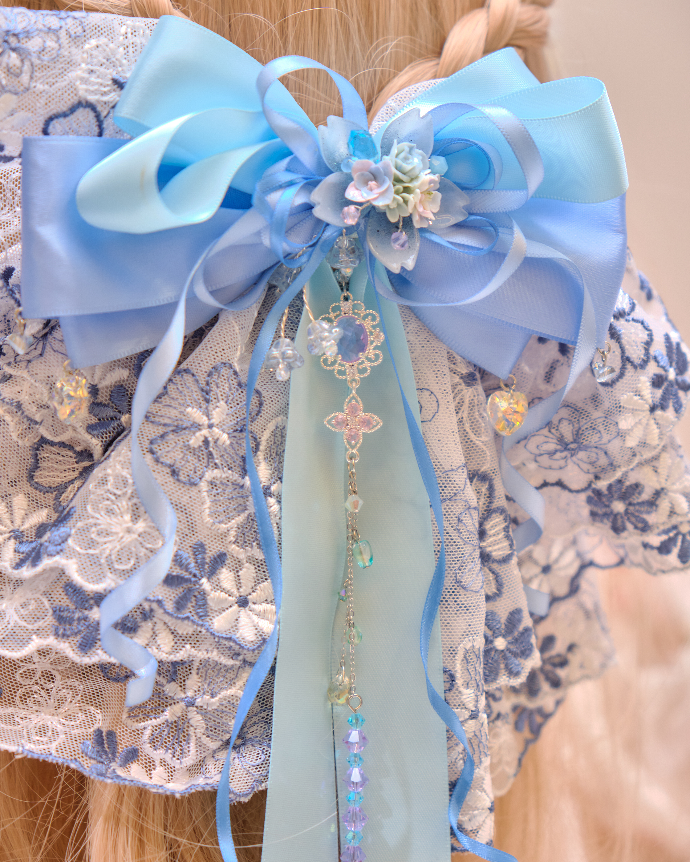 13480 Cloud Gauze Lavish Ribbon Bow Hair Clip