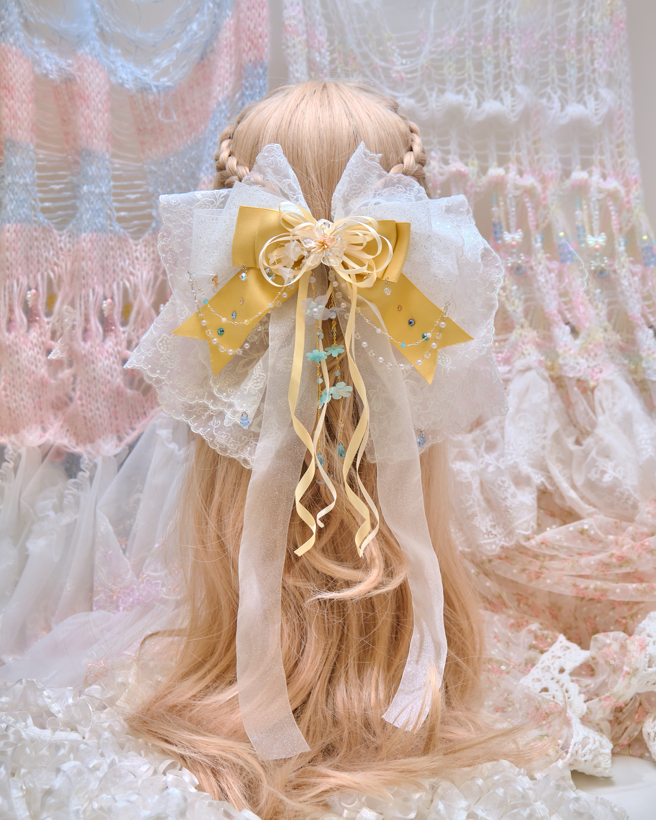 13478 Cloud Gauze Lavish Ribbon Bow Hair Clip