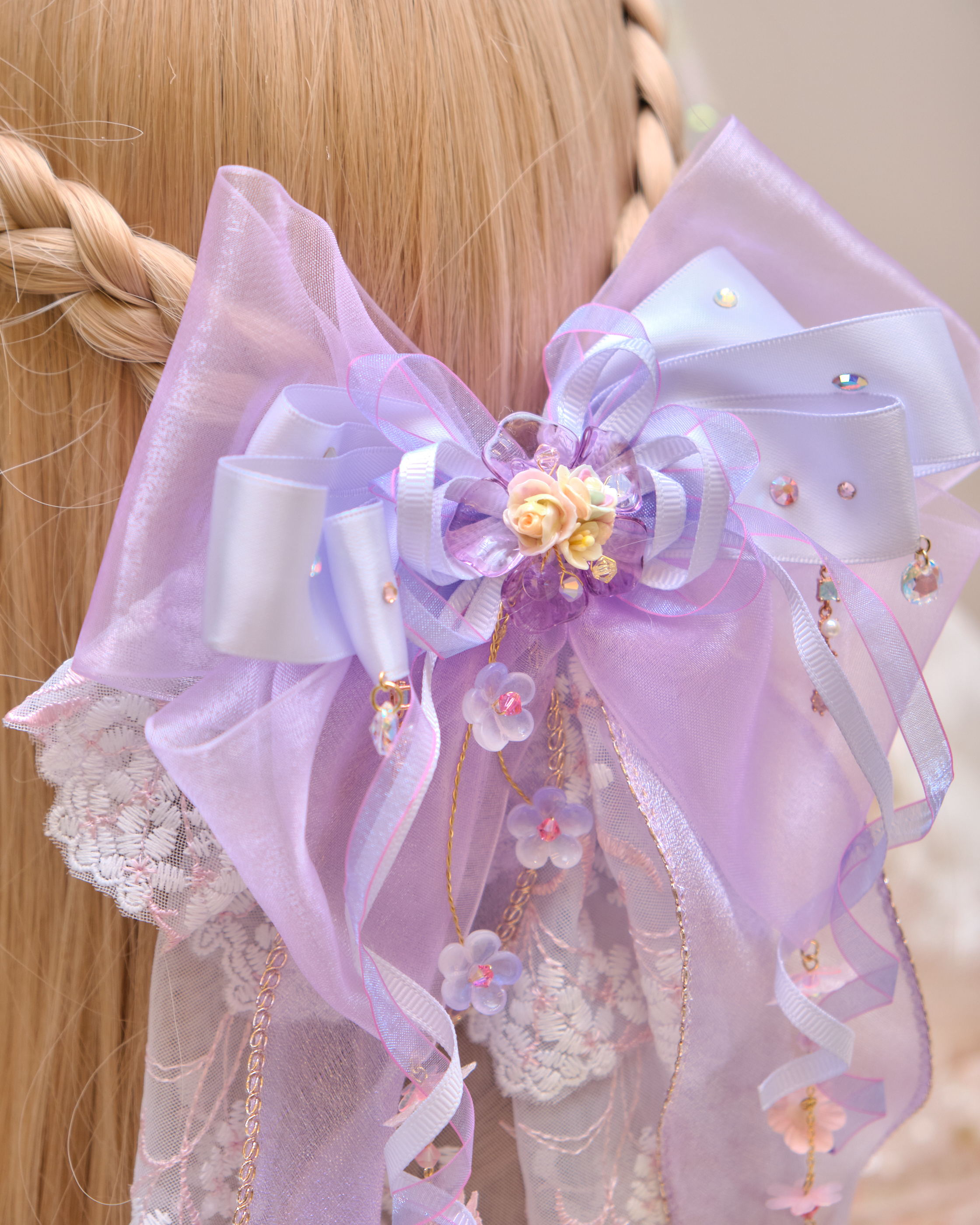 13477 Cloud Gauze Lavish Ribbon Bow Hair Clip