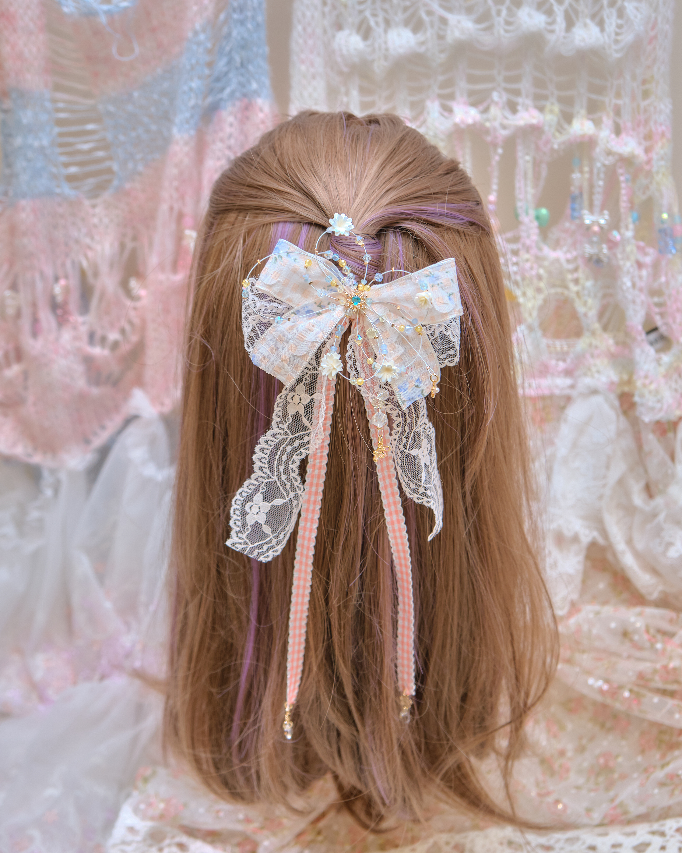 13485 Velvet Lace Glam Bow Hair Clip