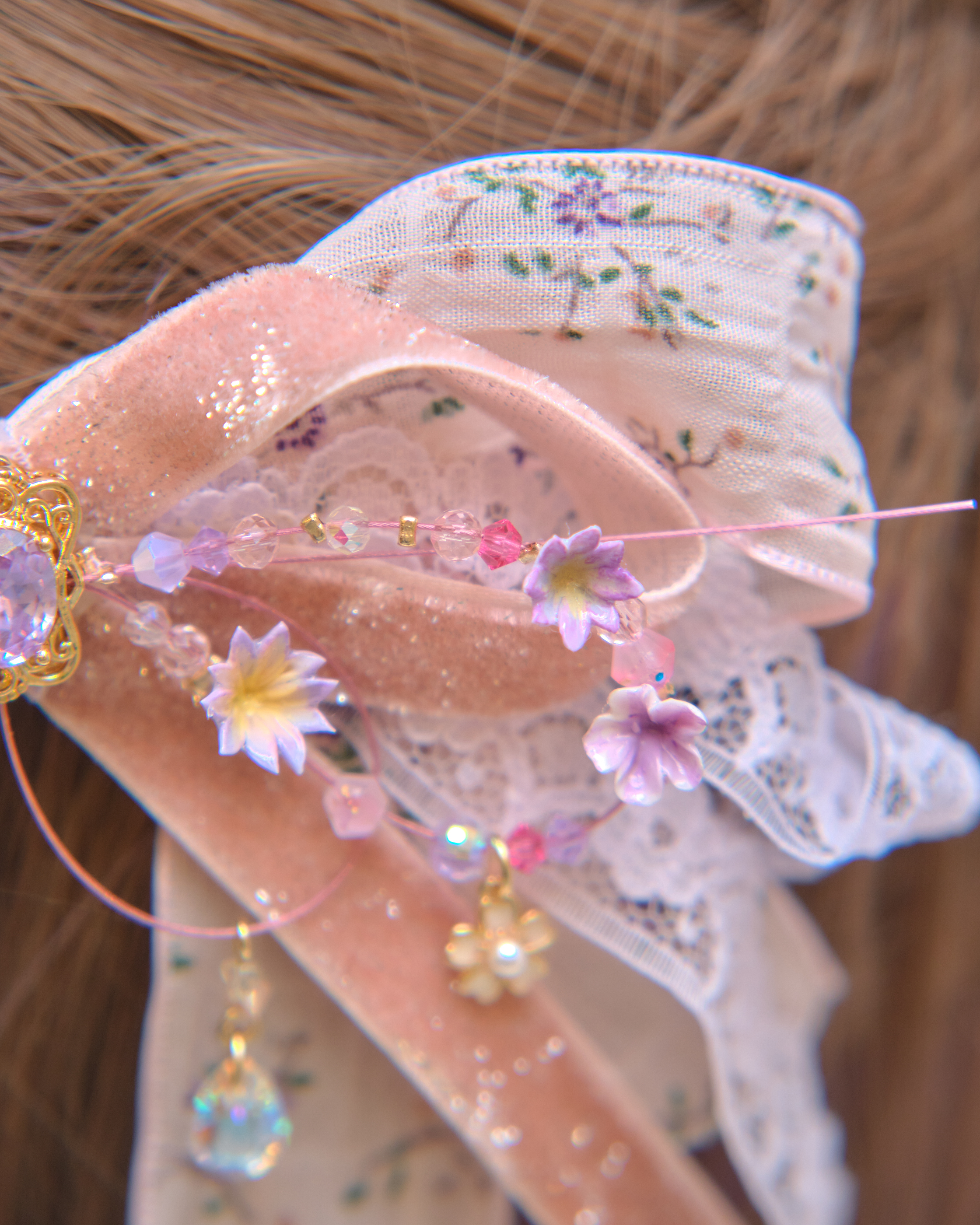 13484 Velvet Lace Glam Bow Hair Clip