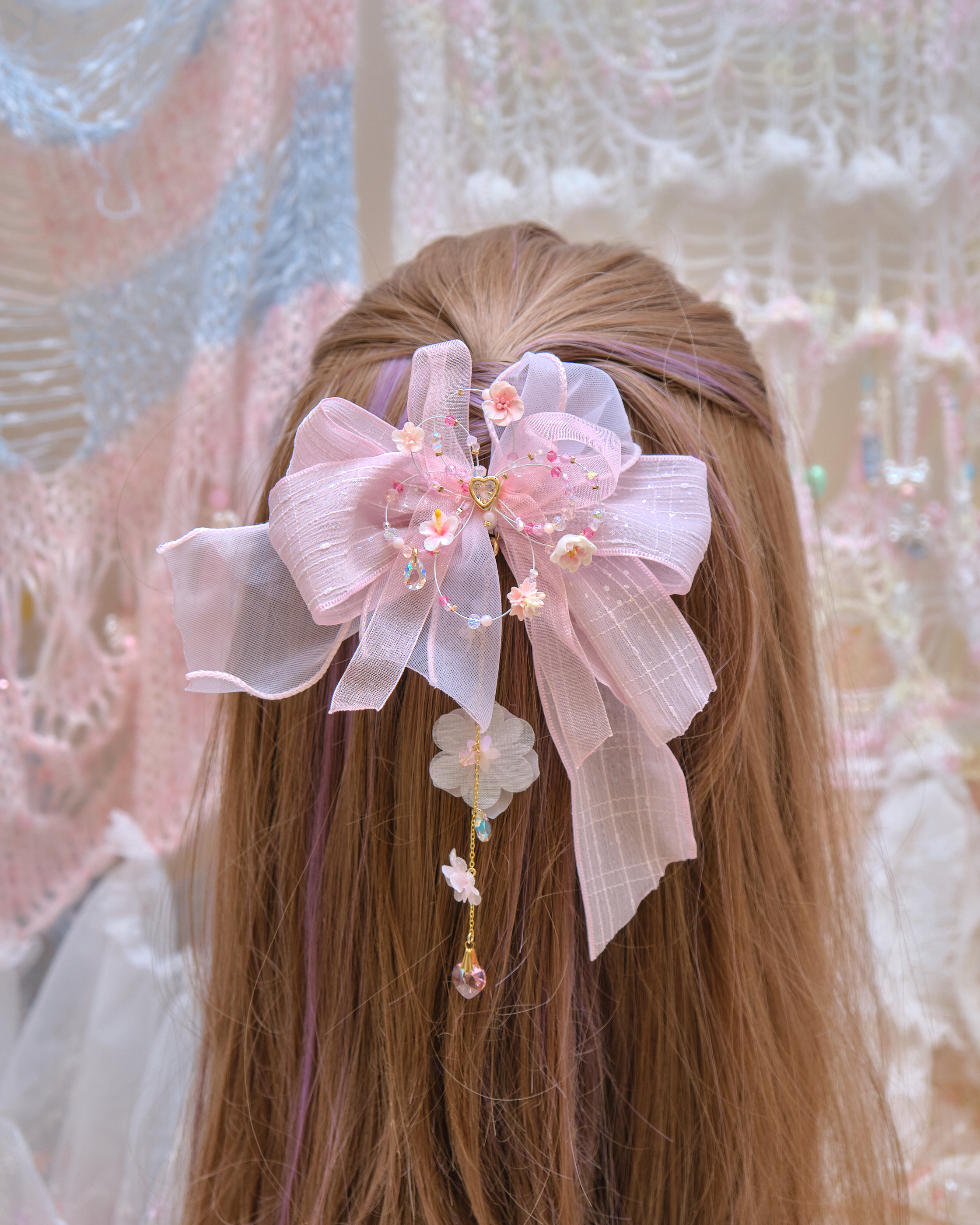 13486 Velvet Lace Glam Bow Hair Clip