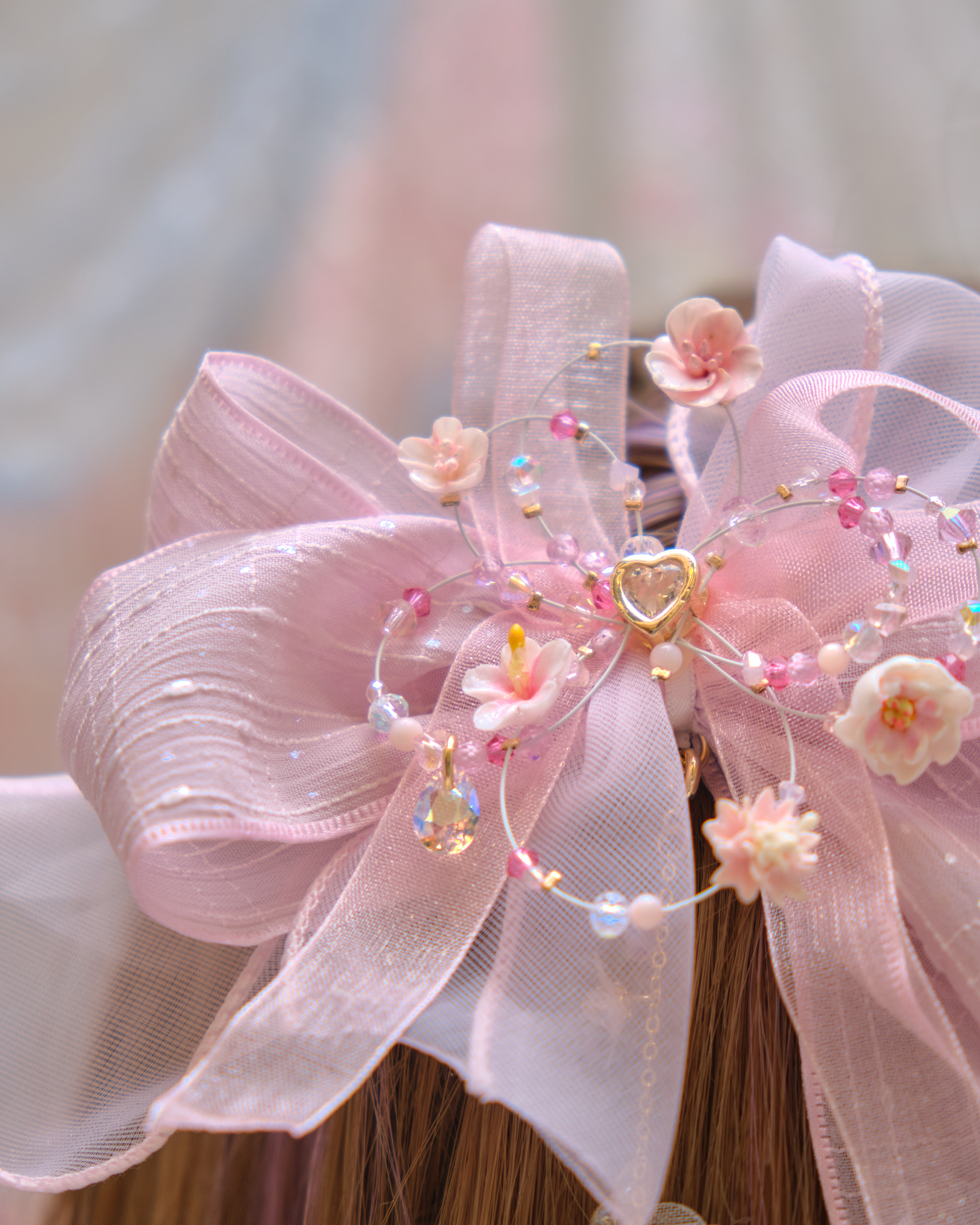 13486 Velvet Lace Glam Bow Hair Clip