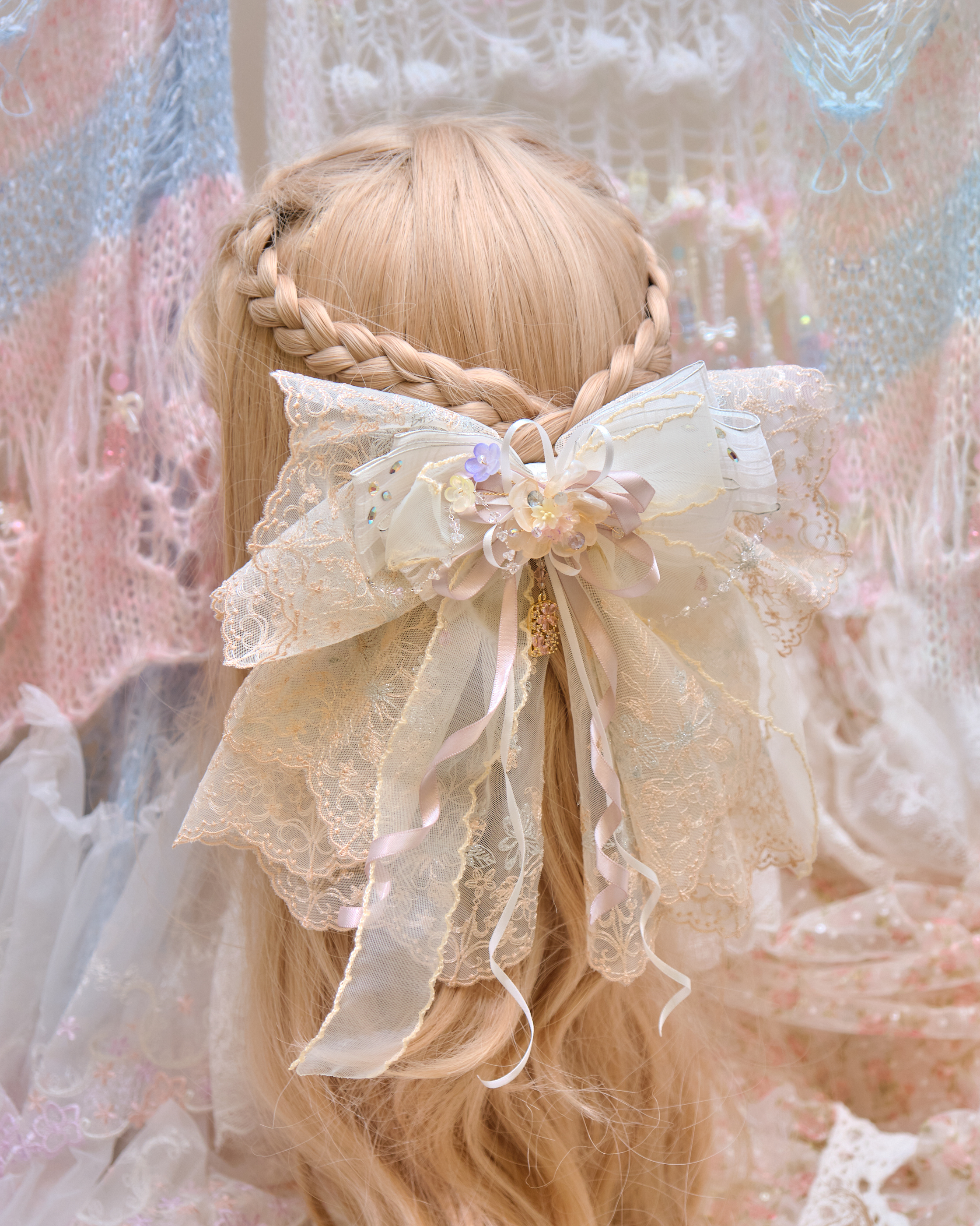 13479 Cloud Gauze Lavish Ribbon Bow Hair Clip
