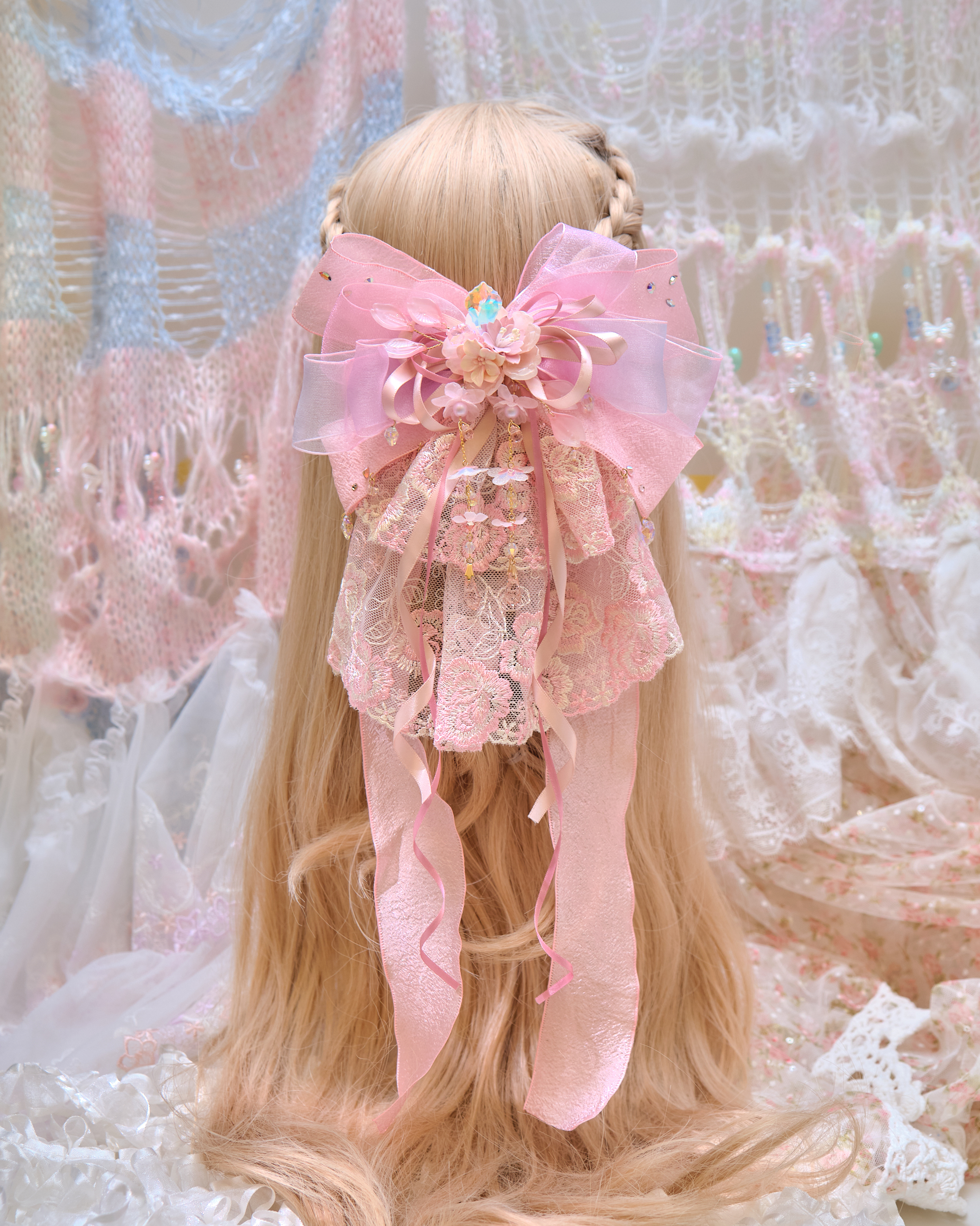 13476 Cloud Gauze Lavish Ribbon Bow Hair Clip