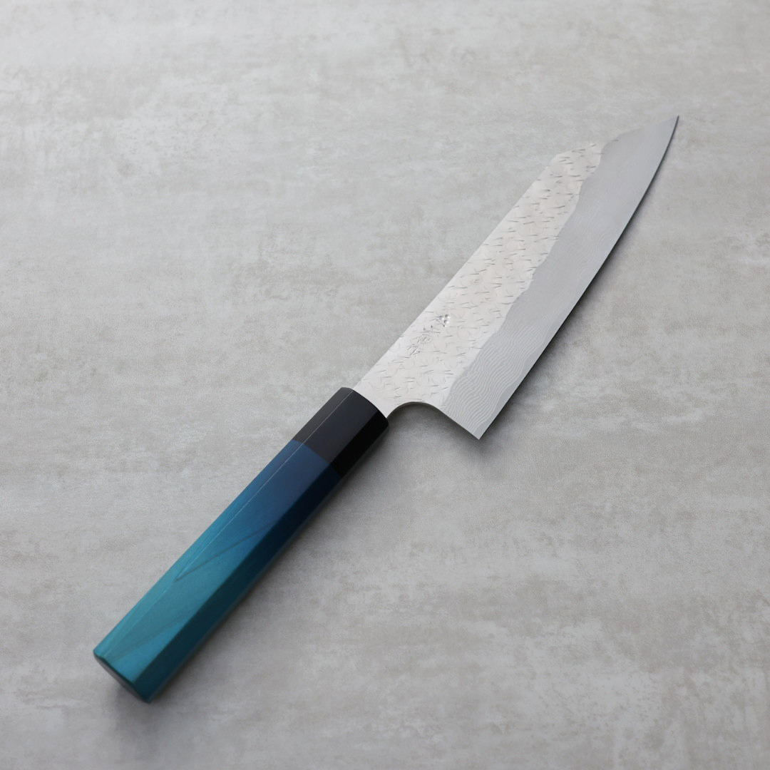 藍包丁x二唐刃物 文化 165mm SG Strix粉末HSS鋼 鎚目大馬士革