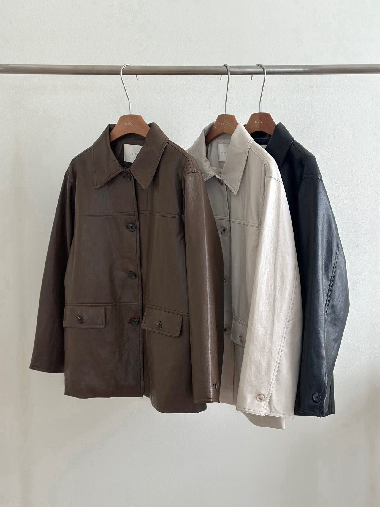 ML6006 反領仿皮外套