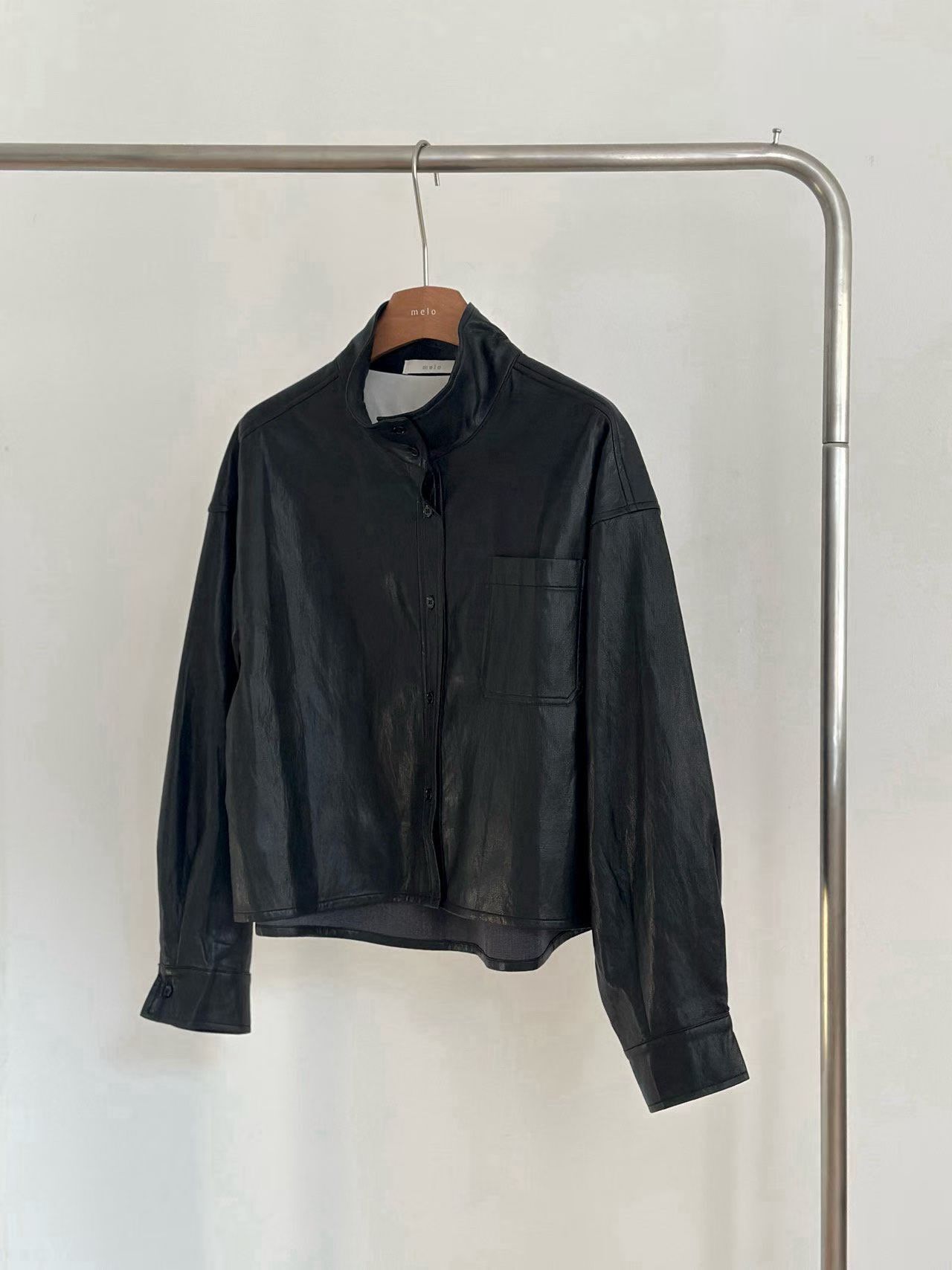 ML6019 立領仿皮恤衫