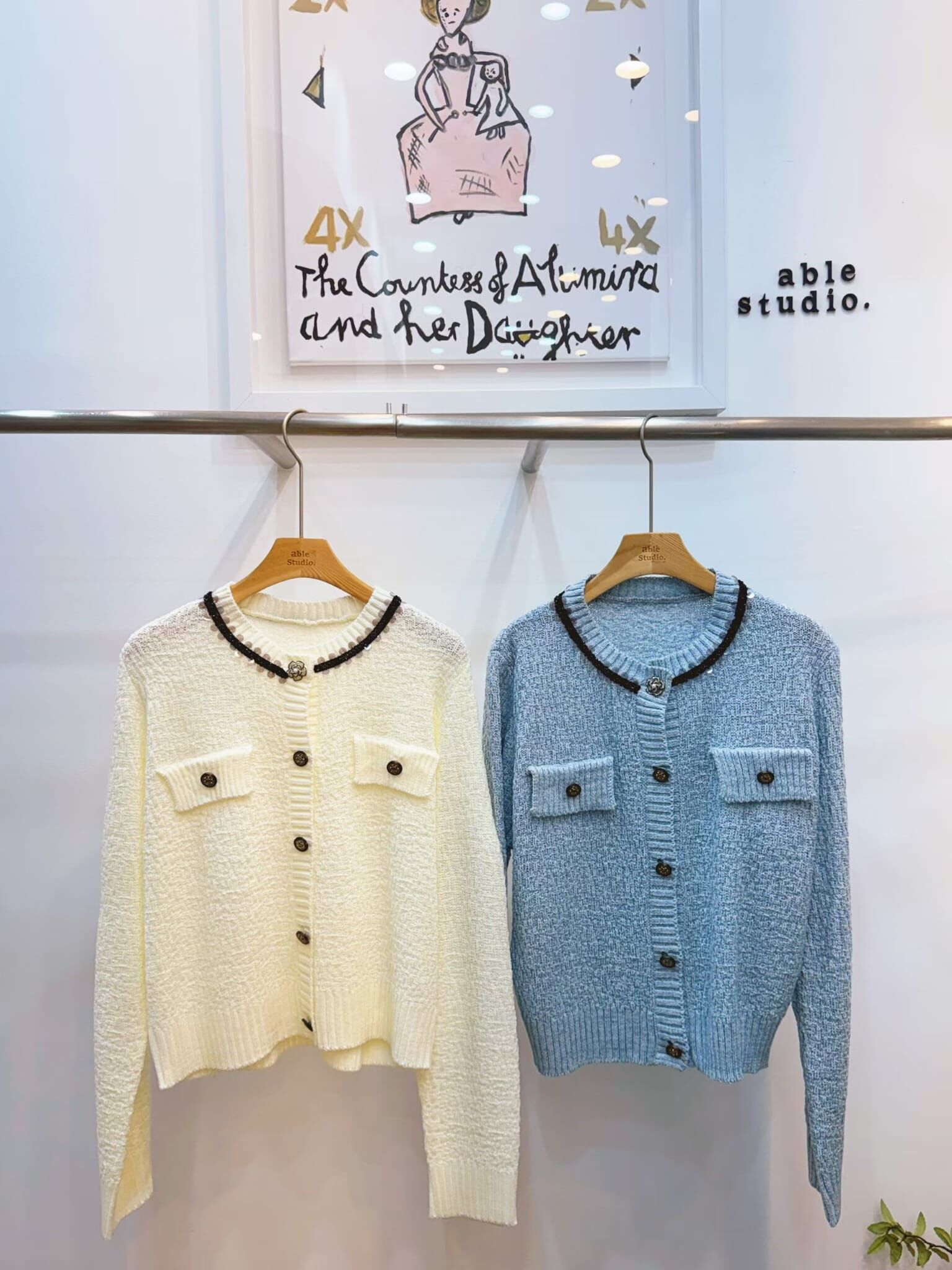 AS6013 法式小香風圓領針織開衫