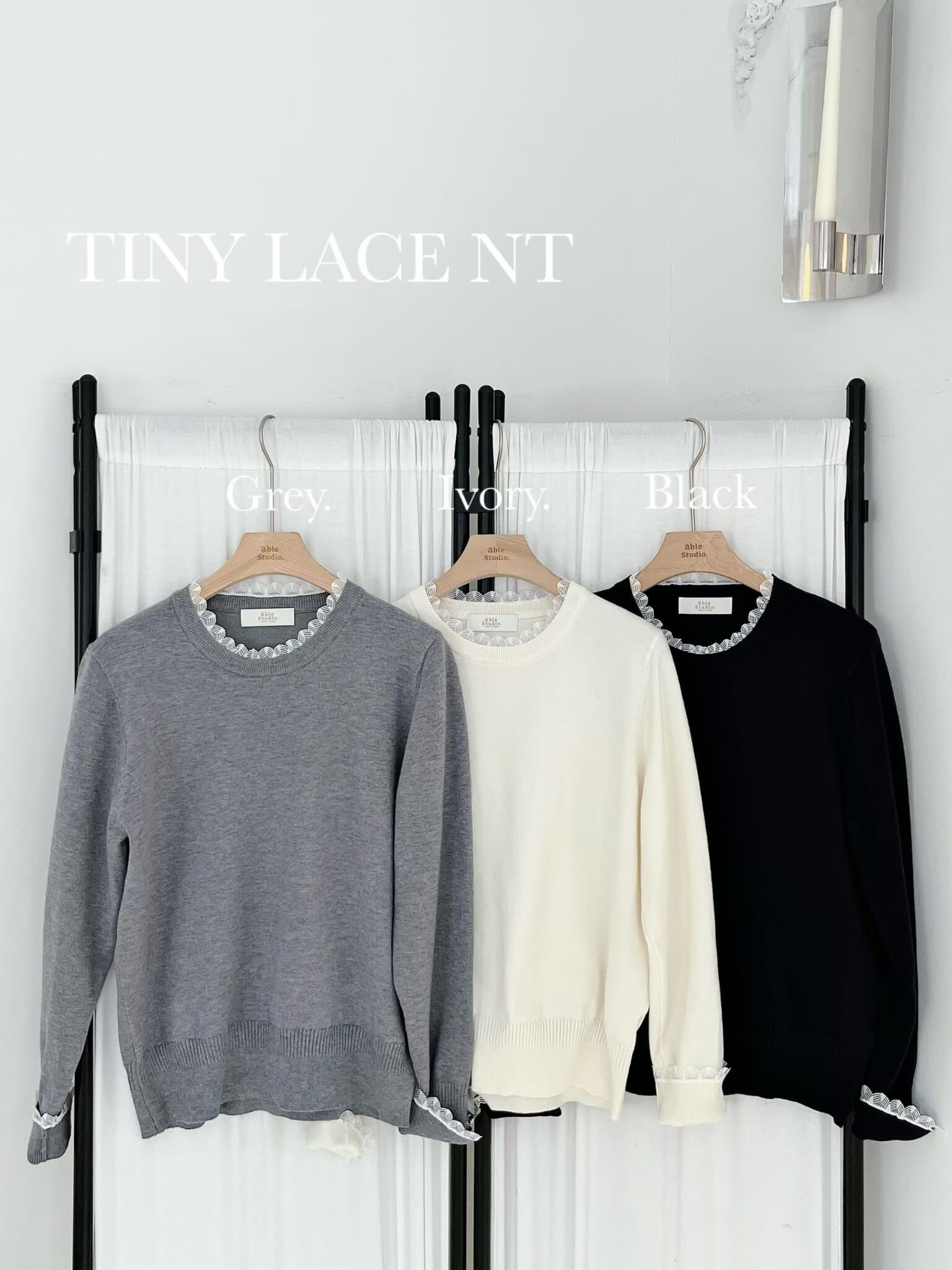 AS6015 圓領蕾絲拼接針織衫