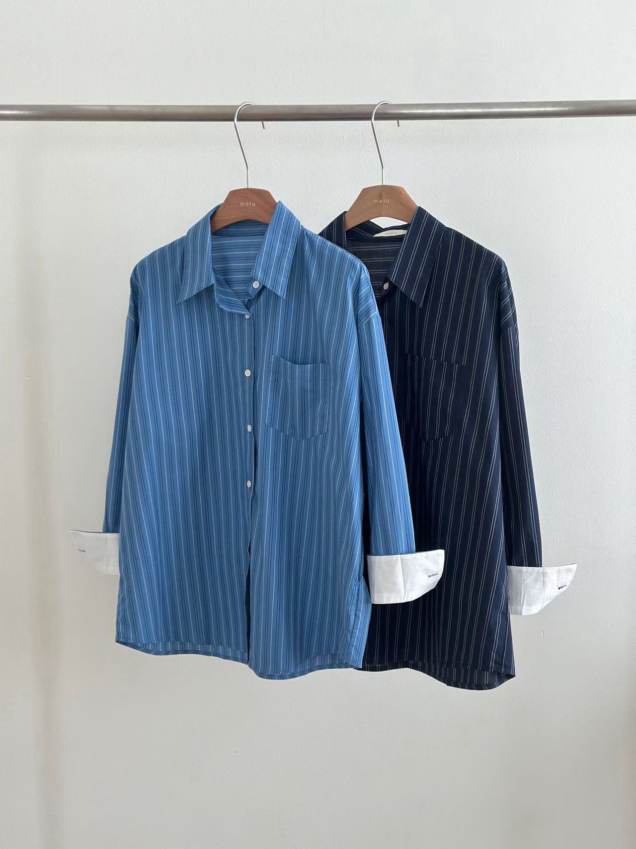 ML6024 細條紋長版恤衫