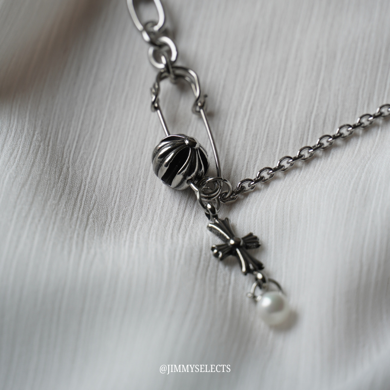 【代購】OFUSE 宋雨琦同款水鑽十字架項鍊｜黃禮志同款珍珠吊墜別針十字項鍊｜十字手鍊 荊棘手鐲 韓系潮流飾品