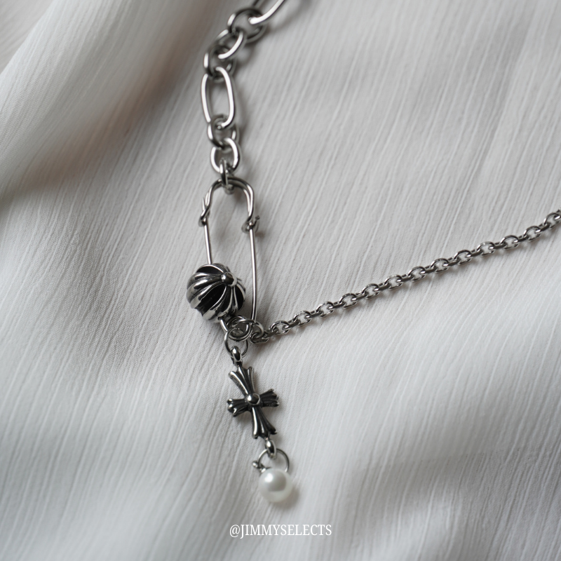 【代購】OFUSE 宋雨琦同款水鑽十字架項鍊｜黃禮志同款珍珠吊墜別針十字項鍊｜十字手鍊 荊棘手鐲 韓系潮流飾品