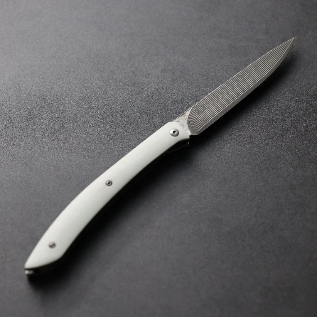 佐治武士 折疊牛排刀 R2粉末鋼 黑染大馬士革