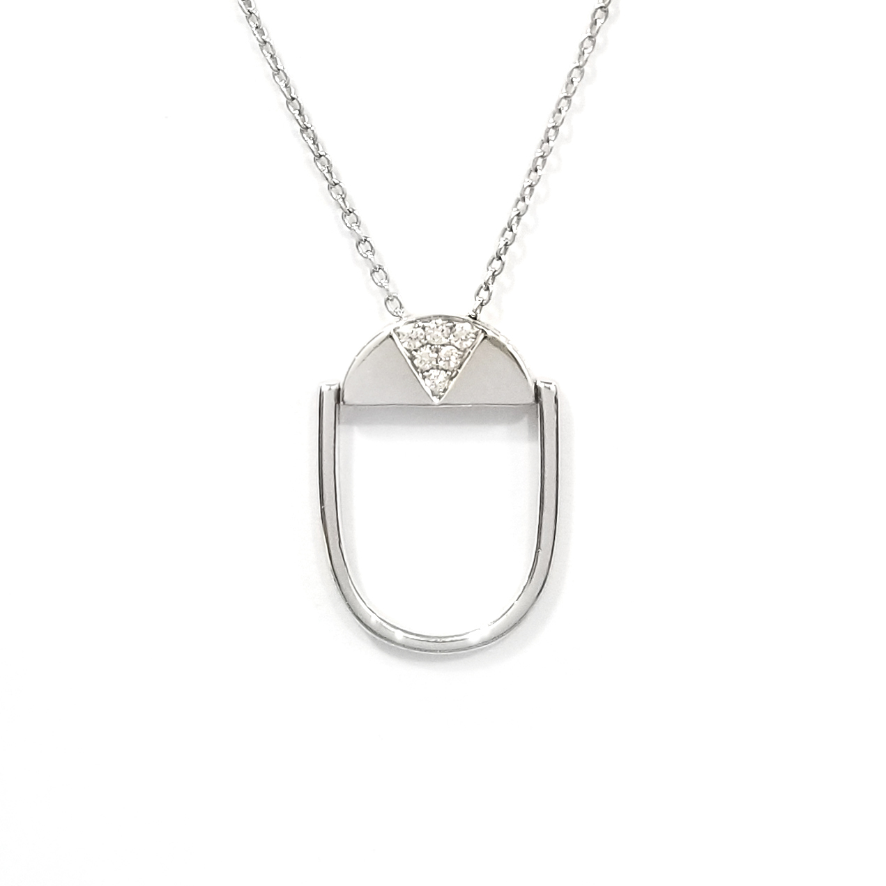 18K白金天然鑽石吊墜