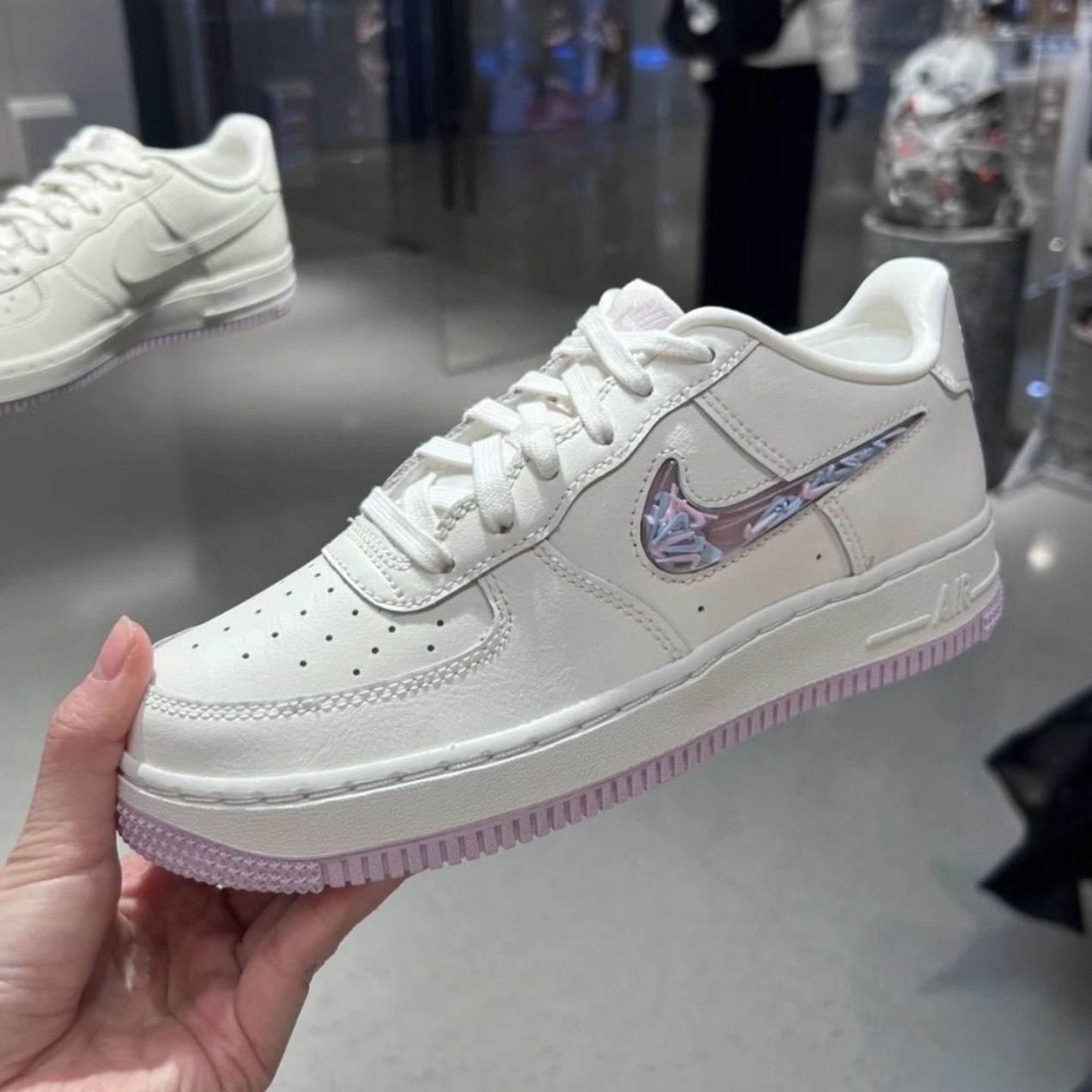 【預購】Nike Air Force 1 GS 香芋蛋糕 白紫 小勾 流沙 透明勾勾 IQ9795-151
