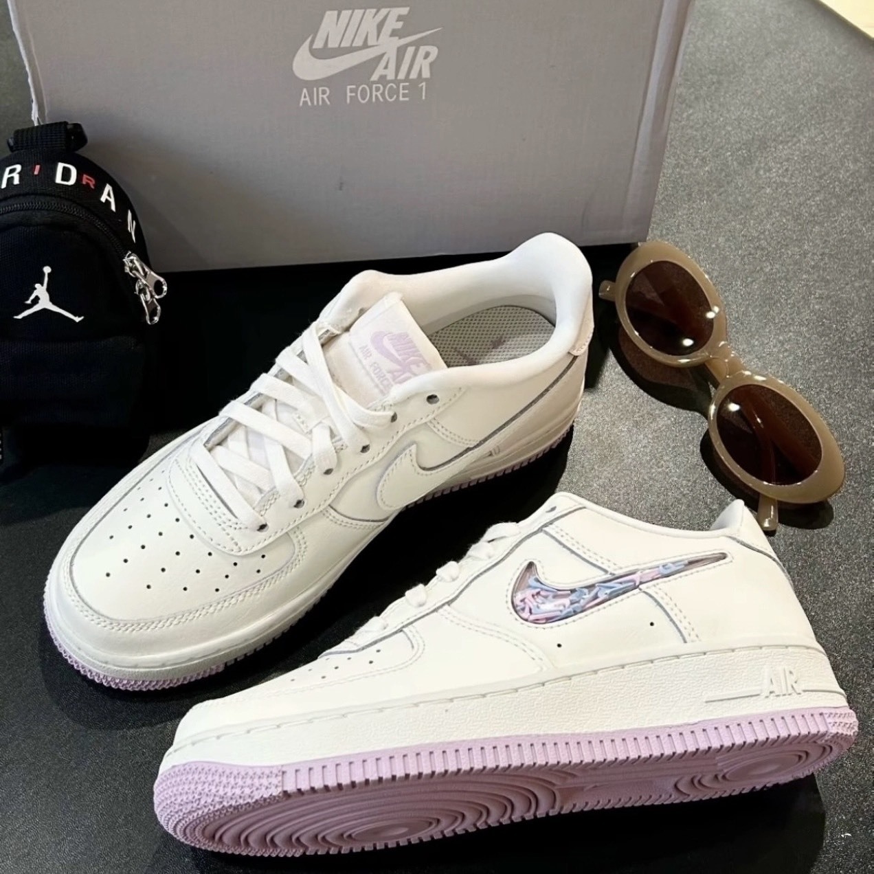 【預購】Nike Air Force 1 GS 香芋蛋糕 白紫 小勾 流沙 透明勾勾 IQ9795-151