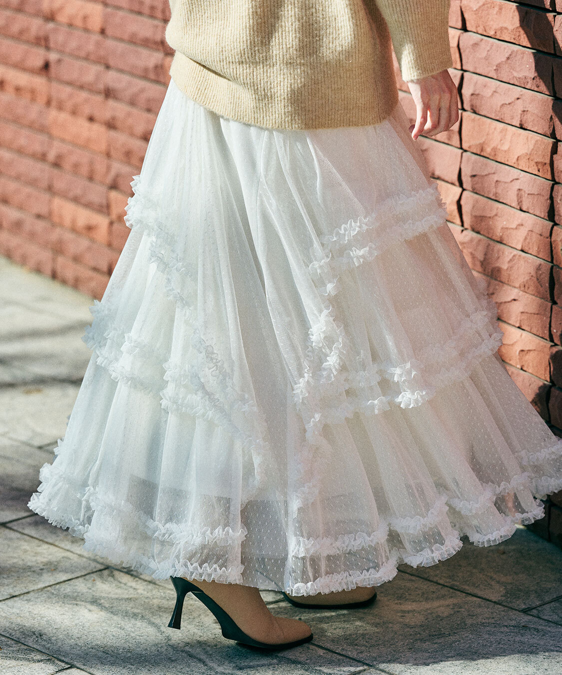 [預購] COCO DEAL 圓點薄紗層次喇叭裙