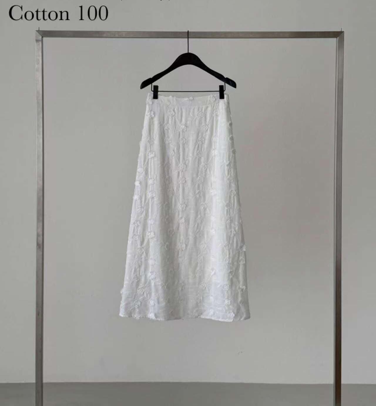 DR6020 暗花純白長裙 (S/M)