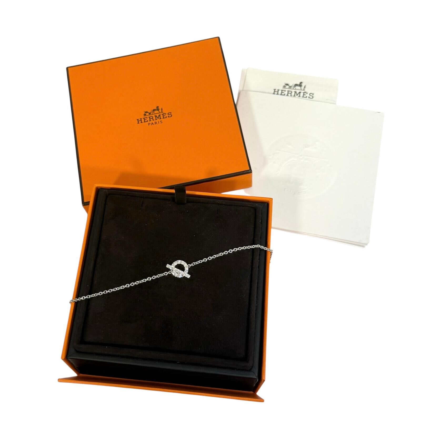 全新HERMES小Q手鏈 LG碼大碼 H219410B 00LG.18K,750白金鑽石,Finesse Bracelet,  #BRAND NEW #香榭站正品