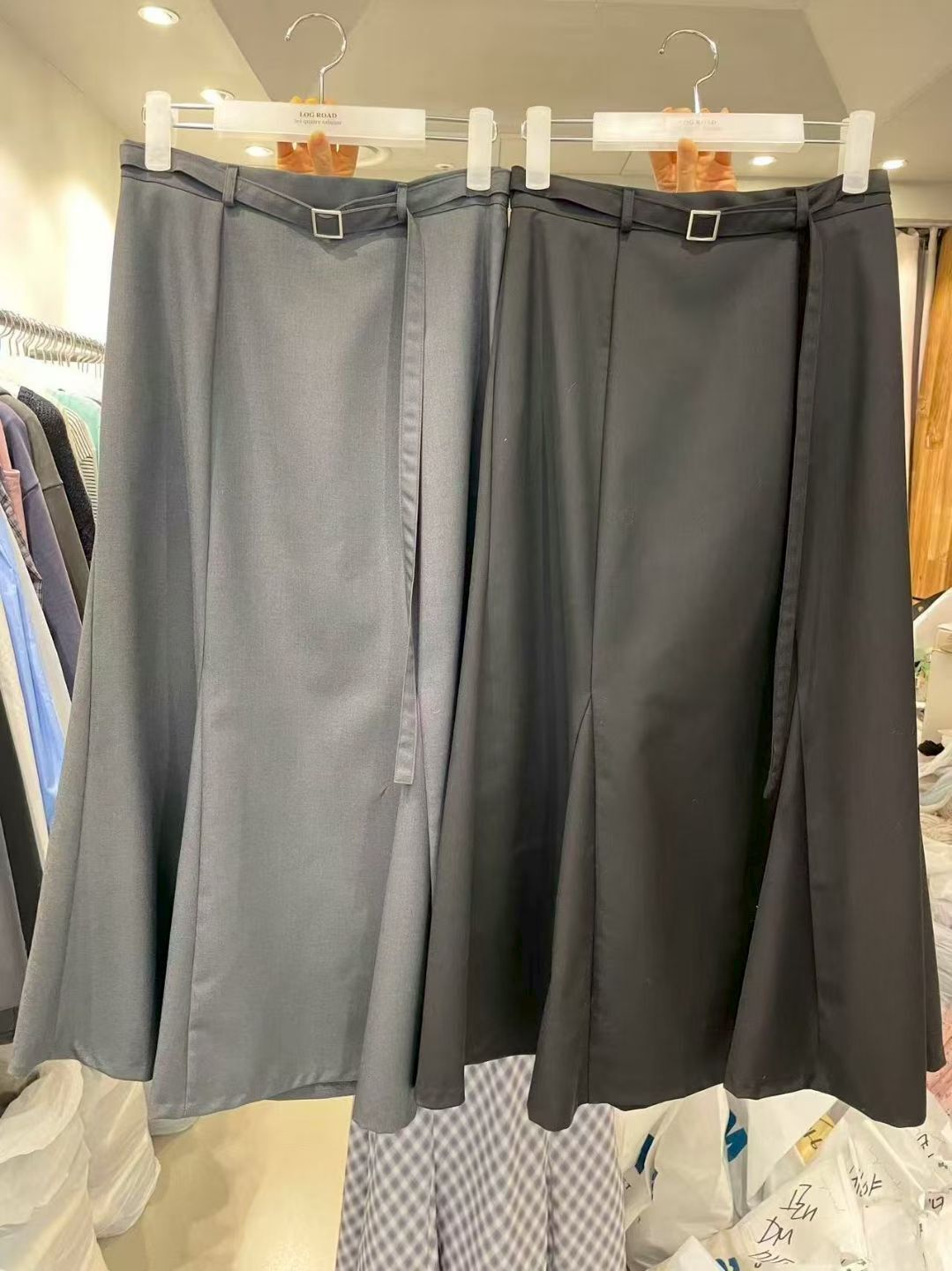 LR6008 高腰腰帶大擺長裙