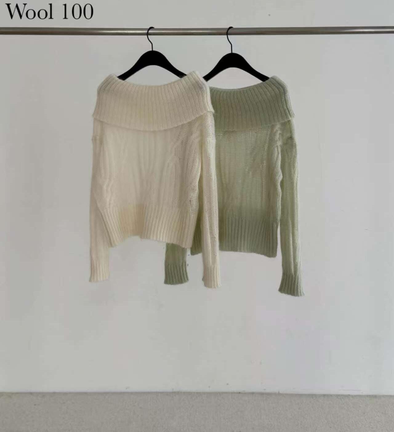 DR6042 反摺一字領針織衫