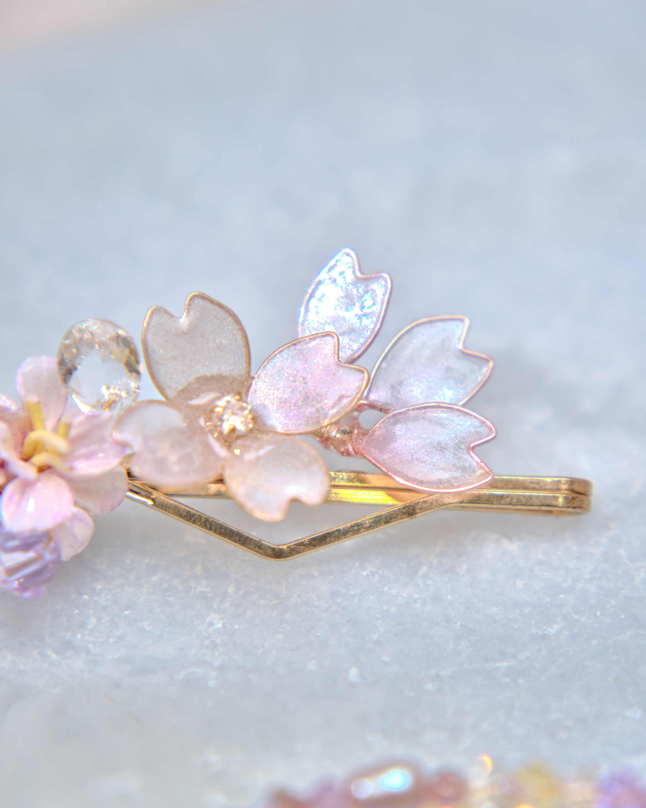 13447 Crystal Ribbon Chain Hair Pin Set