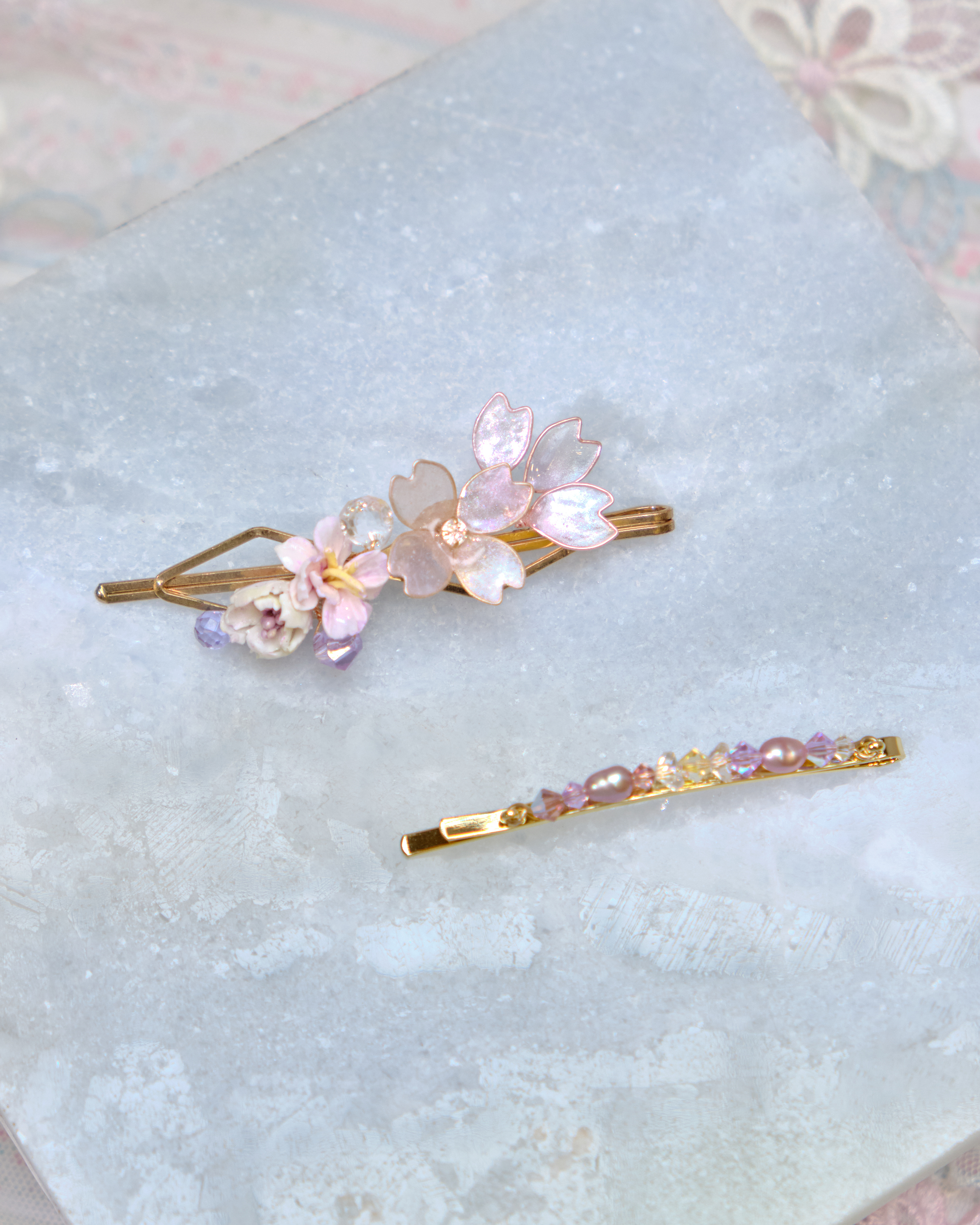 13447 Crystal Ribbon Chain Hair Pin Set