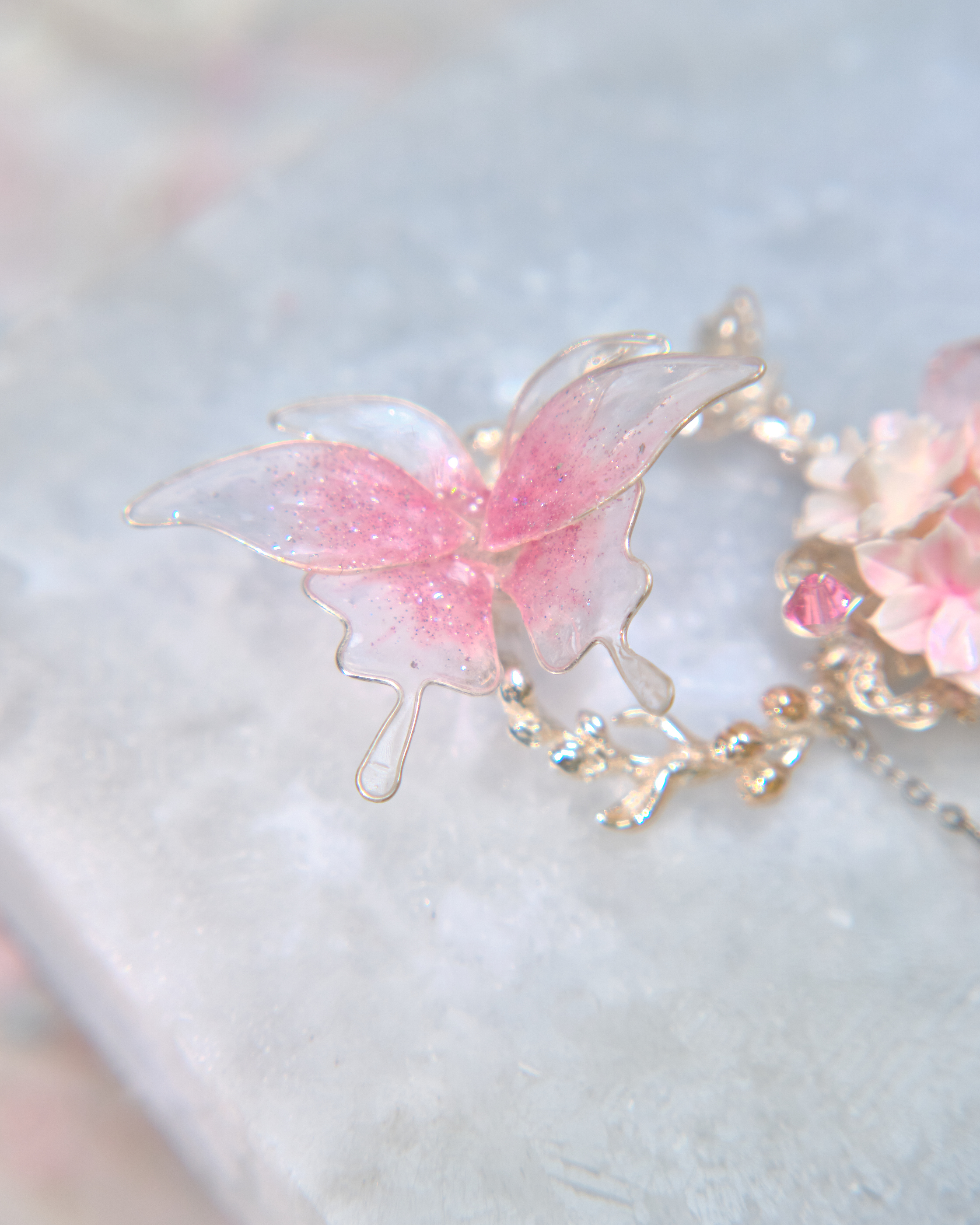 13446 Crystal Ribbon Chain Hair Pin Set