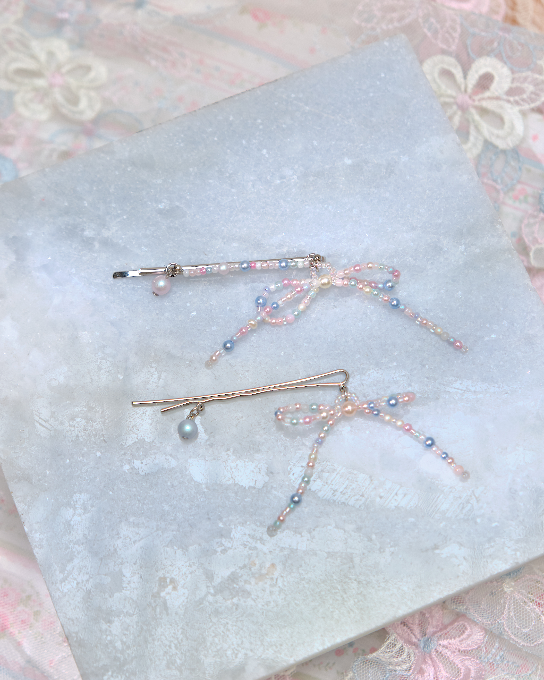 13444 Crystal Ribbon Chain Hair Pin Set